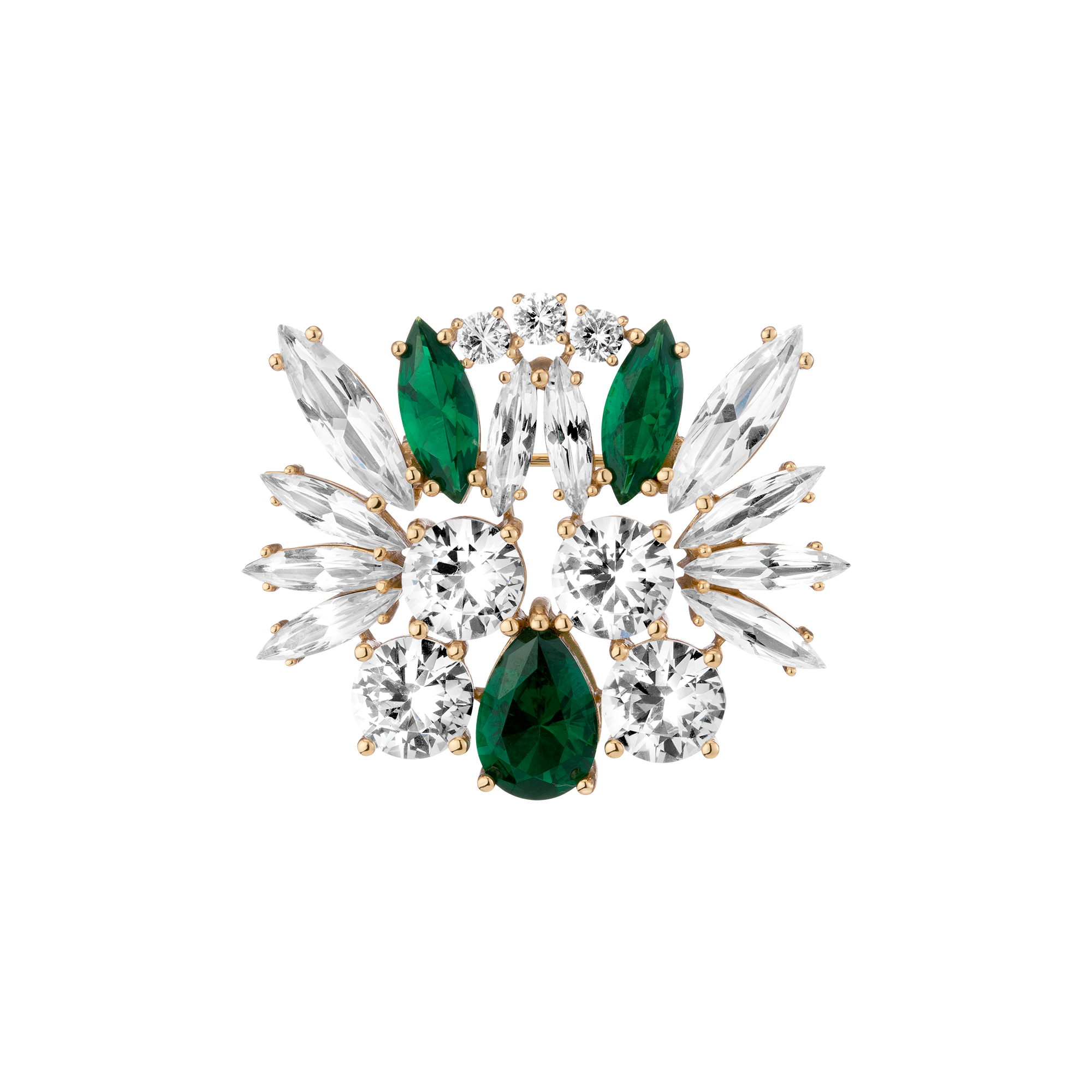 Lab Grown Green Emerald Teardrop Brooch