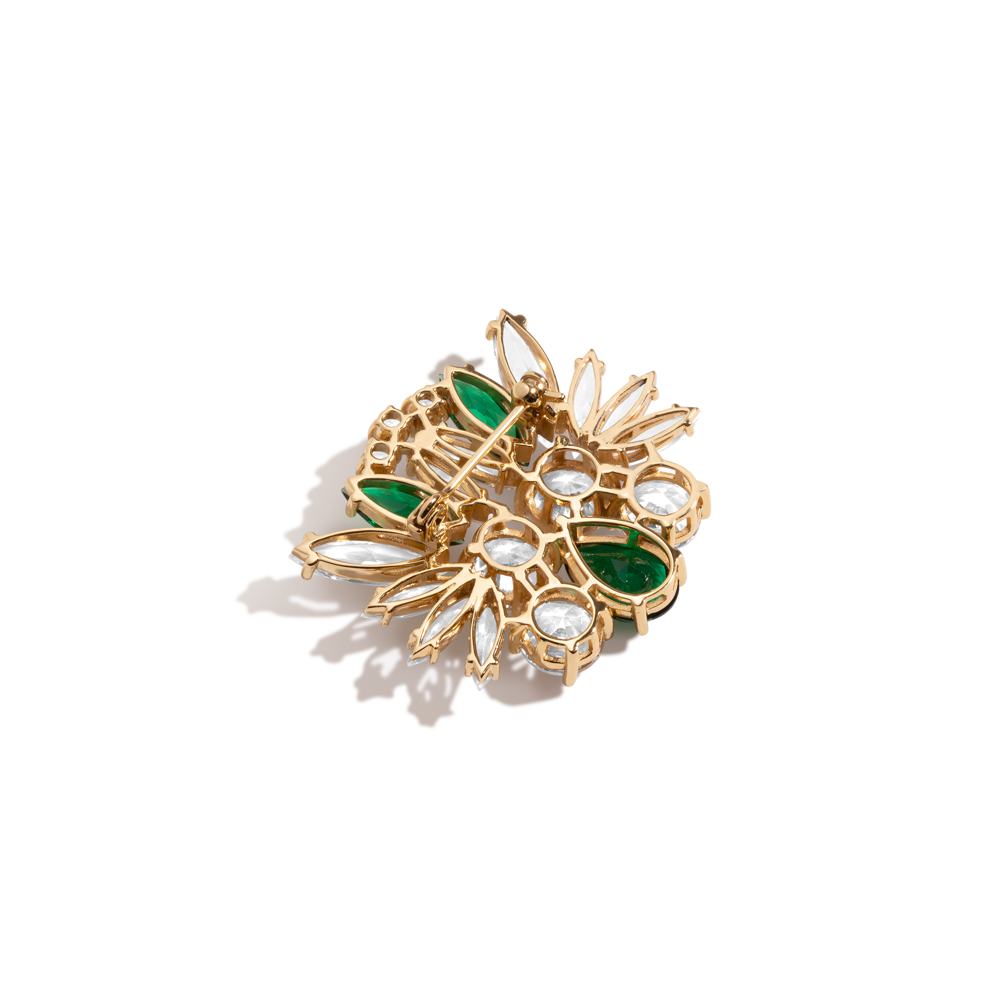 Lab Grown Green Emerald Teardrop Brooch
