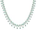 Lab Grown Green Emerald Teardrop Tennis Necklace