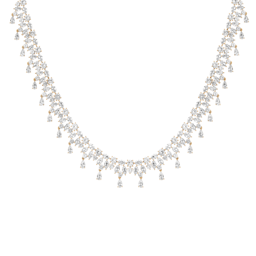 Lab Grown White Sapphire Teardrop Tennis Necklace