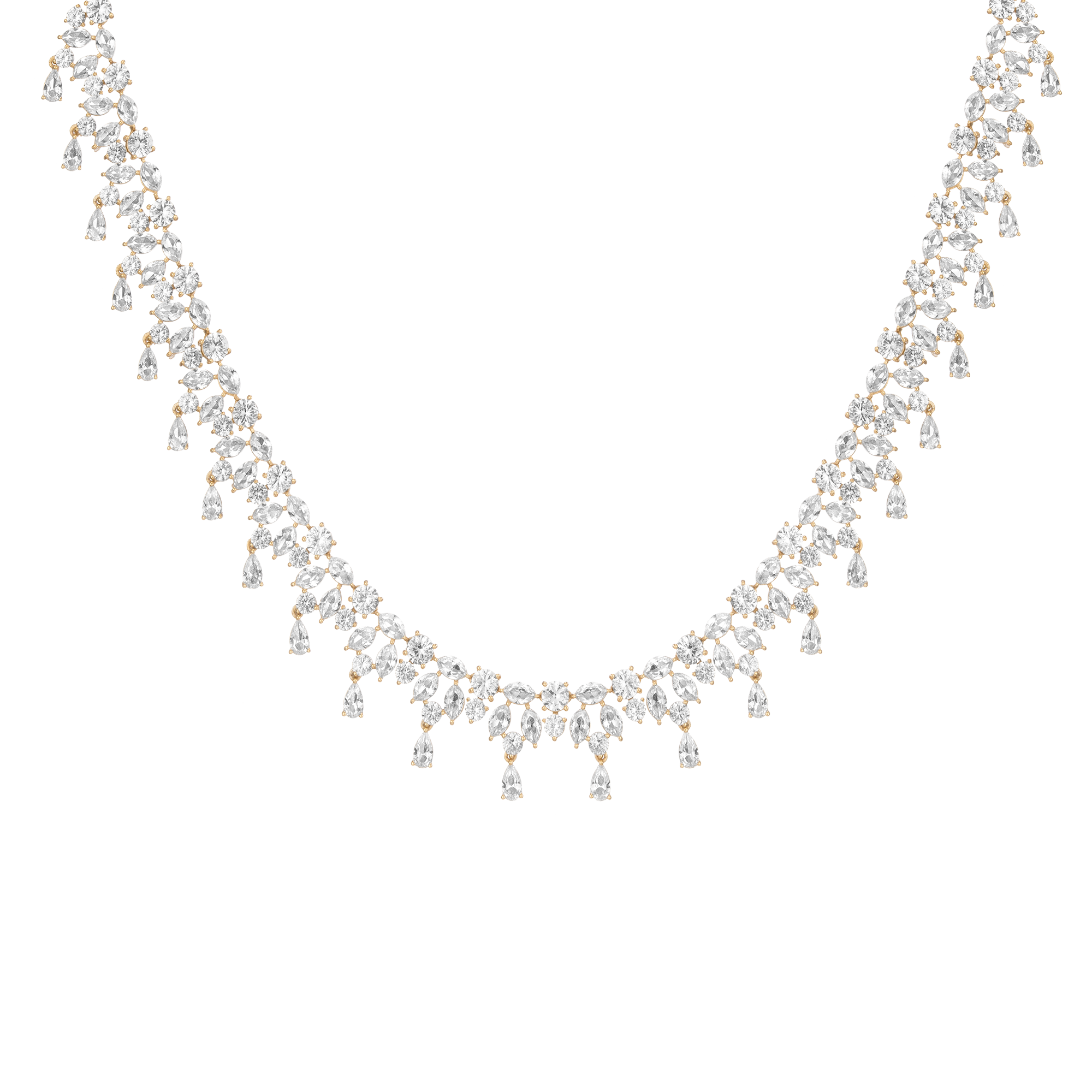 Lab Grown White Sapphire Teardrop Tennis Necklace
