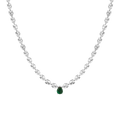 Lab Grown White Sapphire and Green Emerald Pear Tennis Necklace