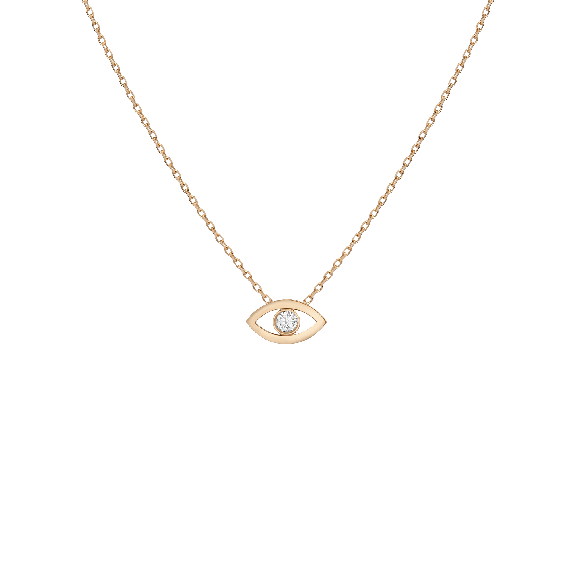 Diamond Bezel Evil Eye Necklace Yellow Gold Vermeil 14K Yellow Gold 18K Yellow Gold White Diamonds First