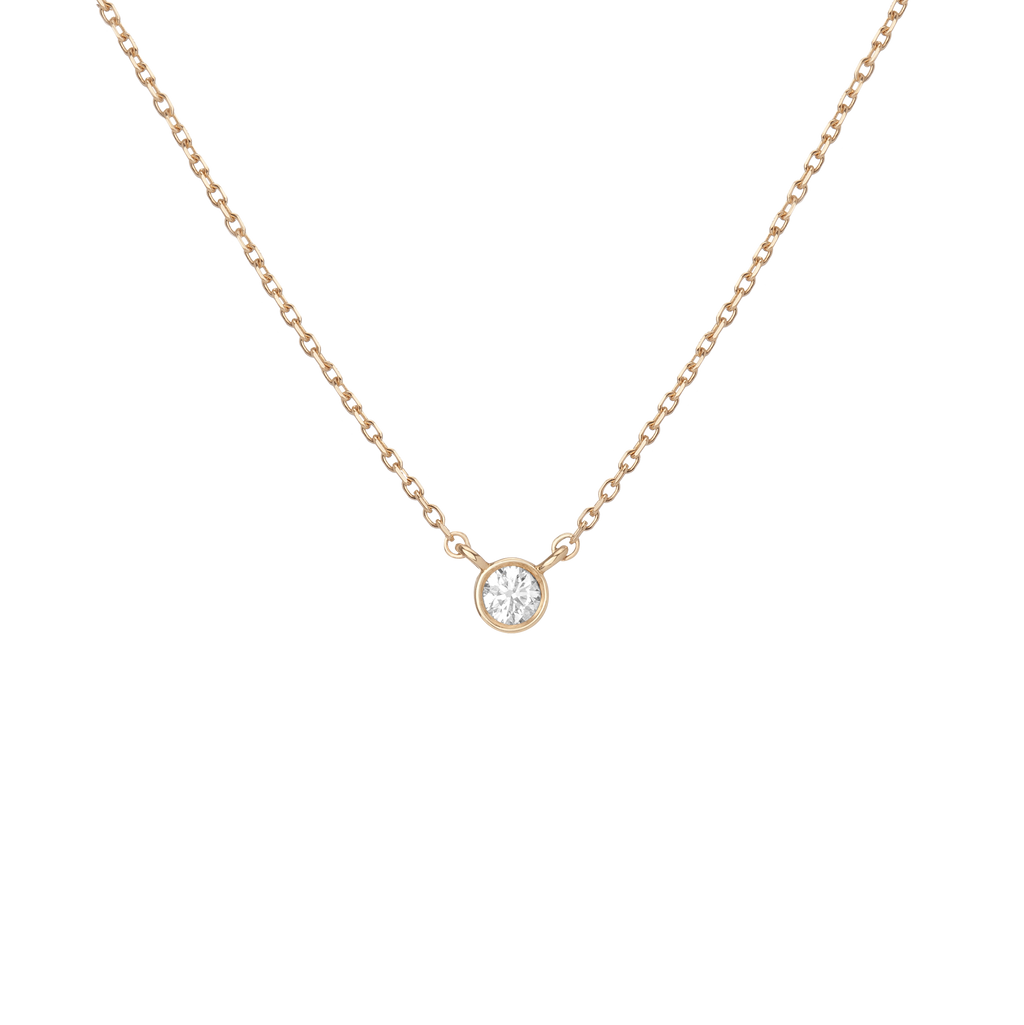 XL Diamond Bezel Necklace Yellow Gold 14K 18K First
