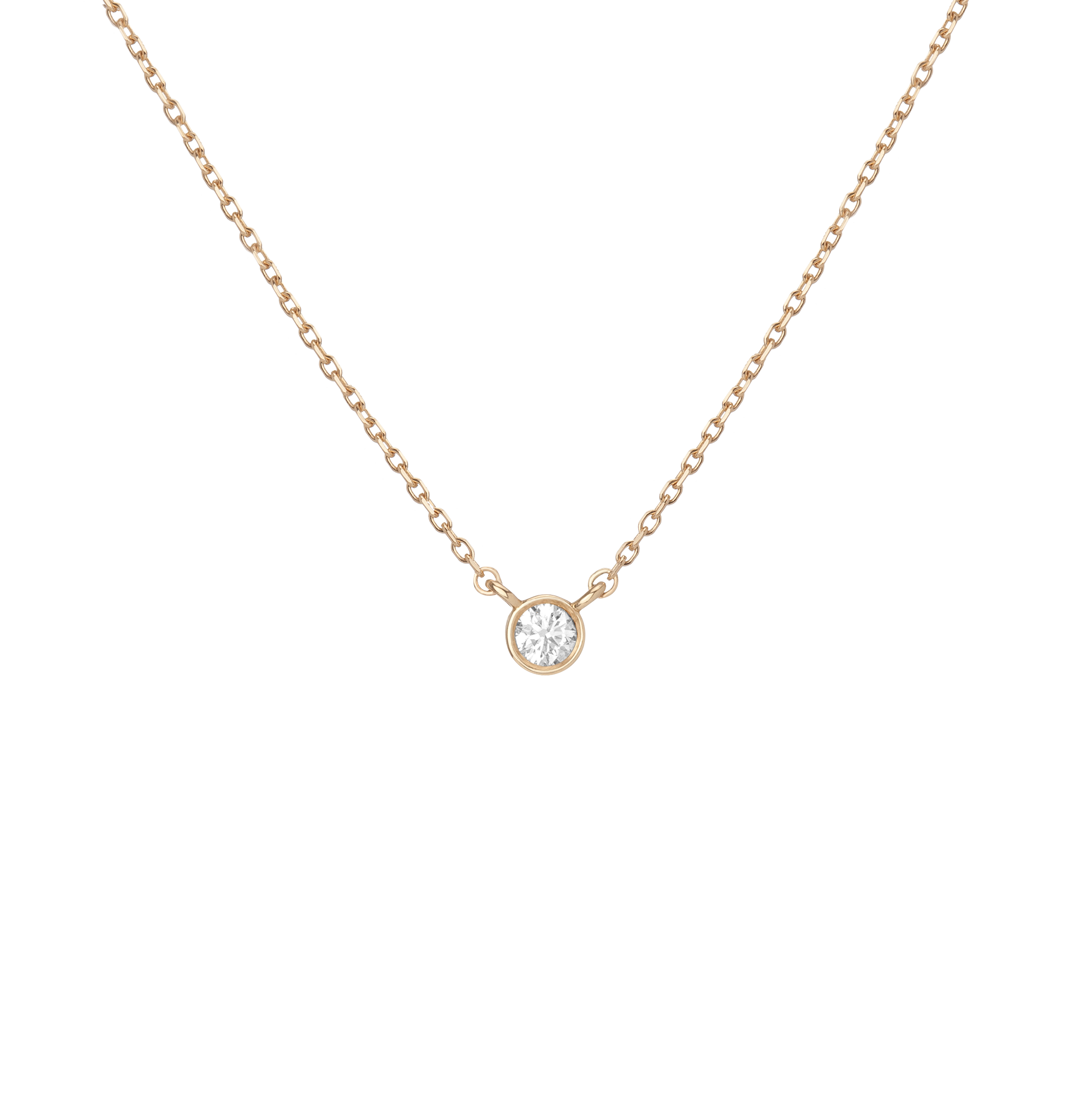 XL Diamond Bezel Necklace Yellow Gold 14K 18K First