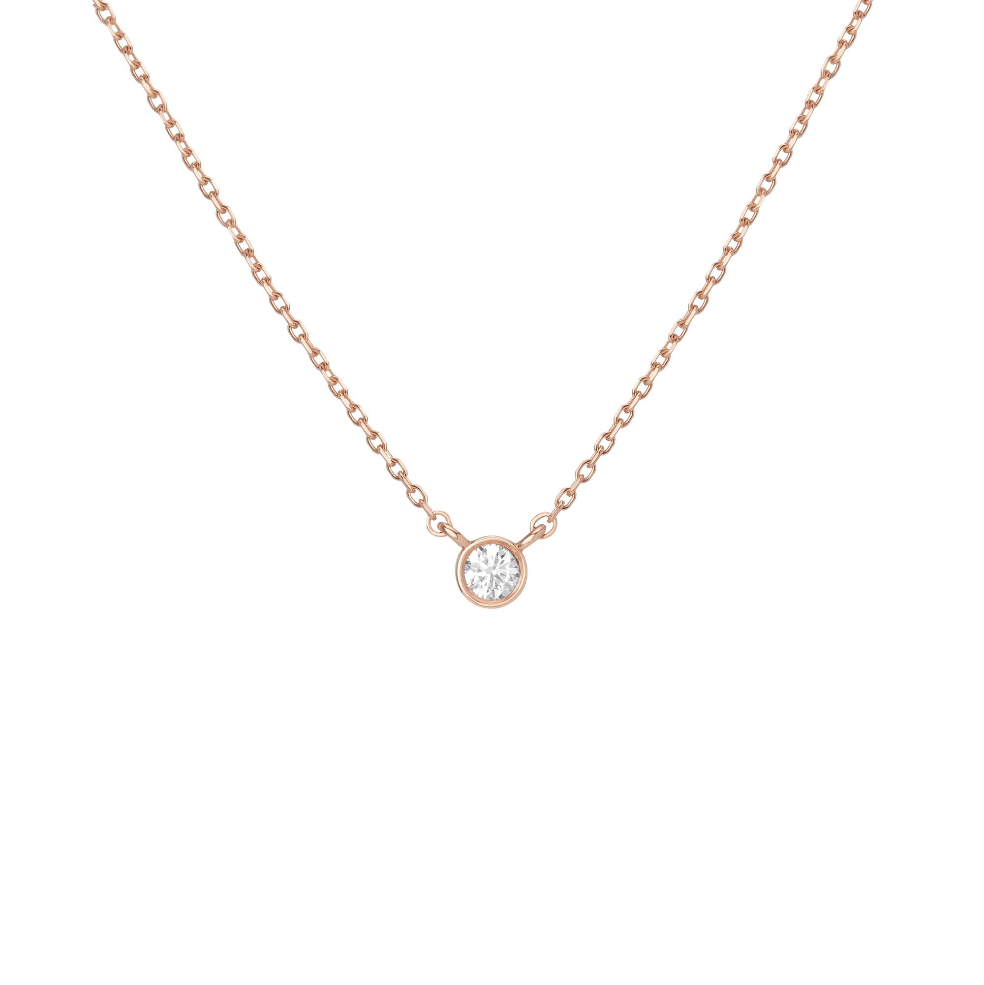 XL Diamond Bezel Necklace Rose Gold 14K 18K First