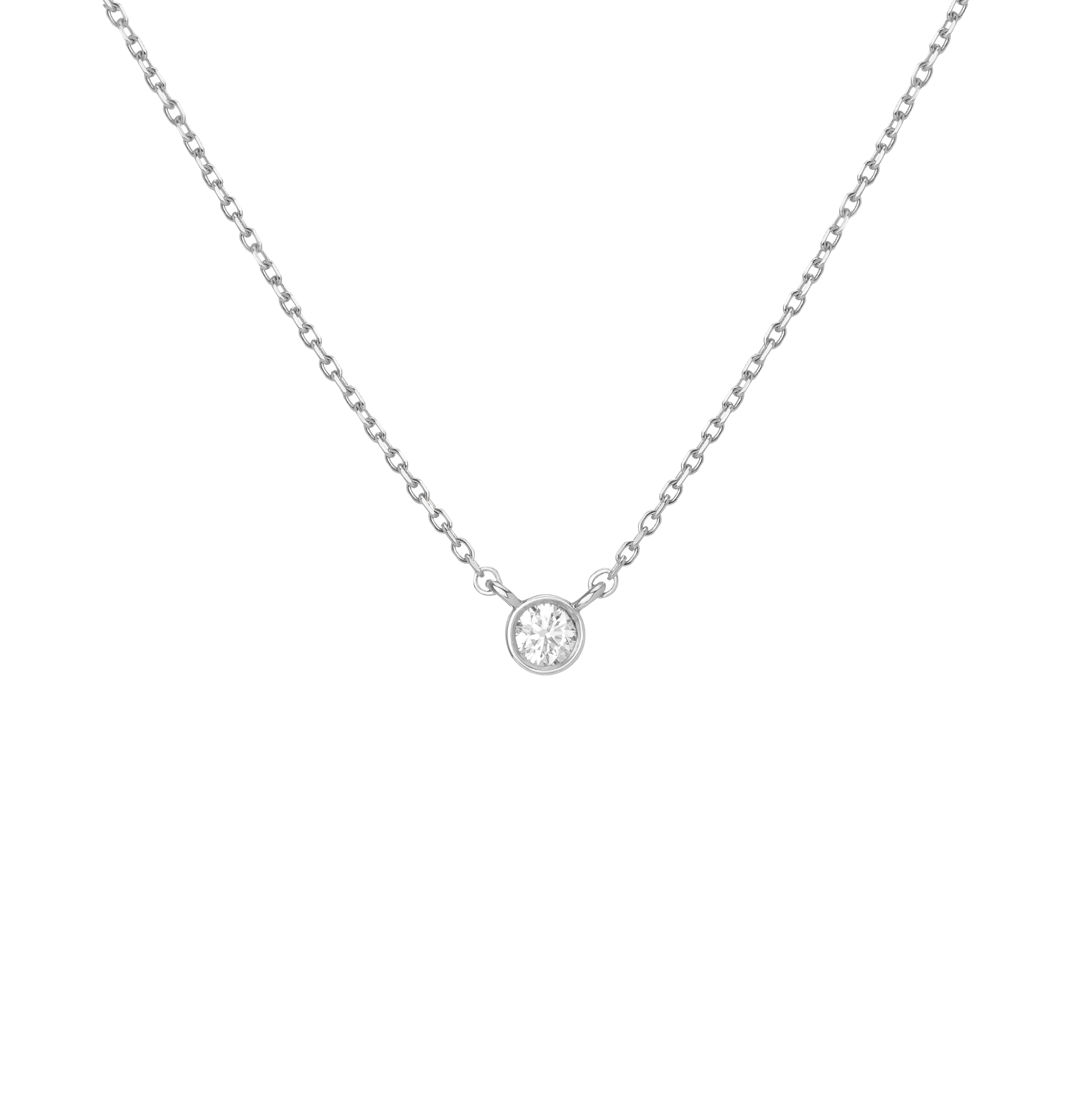 XL Diamond Bezel Necklace White Gold 14K 18K First