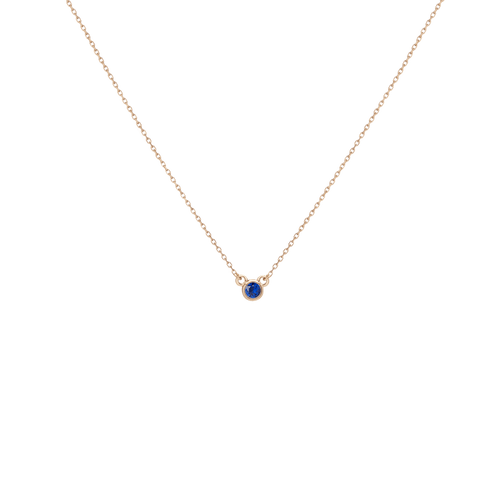 Birthstone Necklace Blue Sapphire - Sep 14K 18K Yellow Gold First