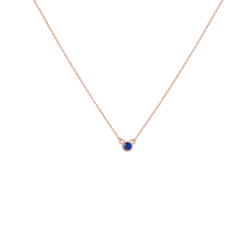 Birthstone Necklace Blue Sapphire - Sep 14K 18K Rose Gold First