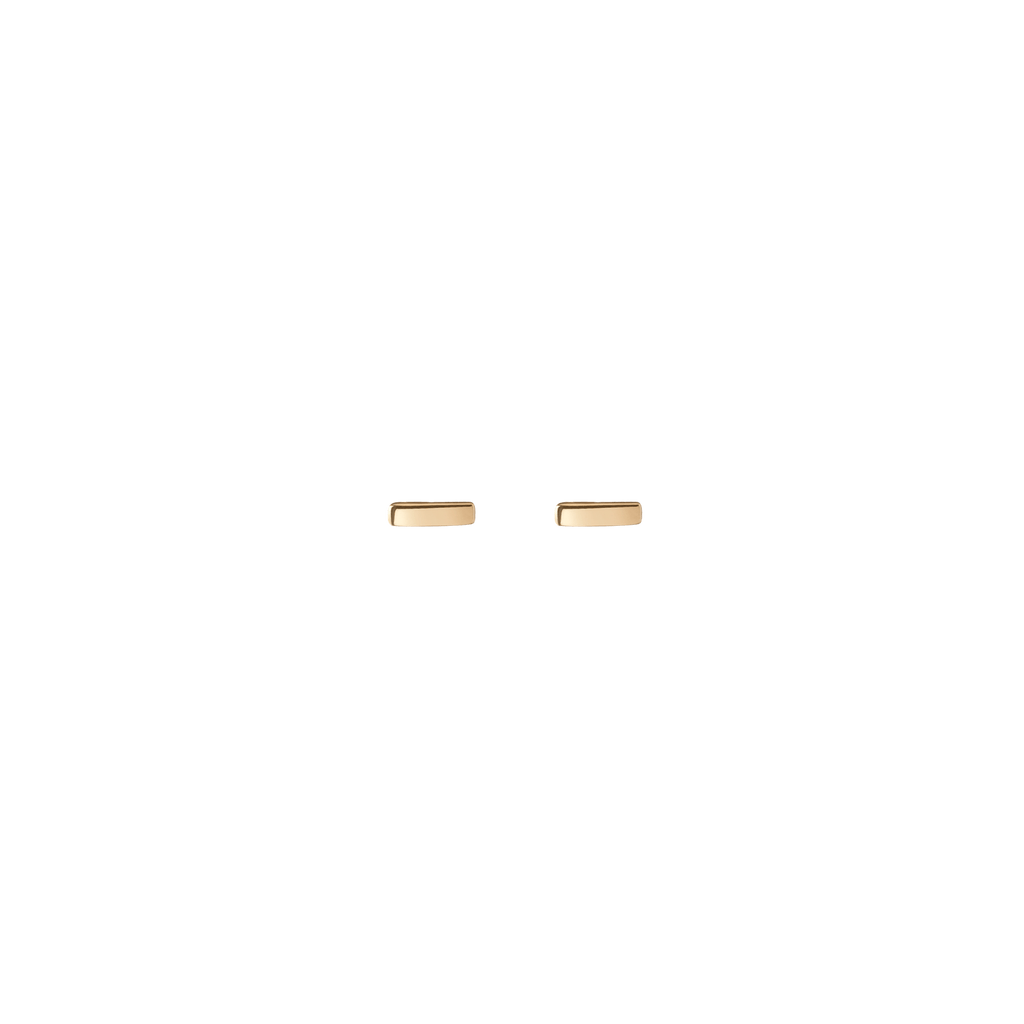 Mini Gold Bar Earring Vermeil 14k 18k Yellow Gold Front First Pair | Single |