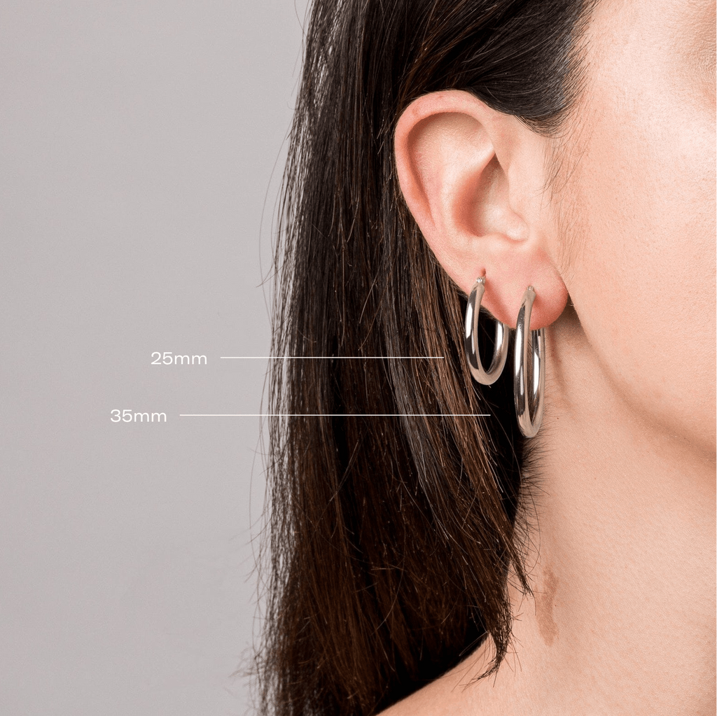 3mm Silver Hoop Earrings - 25mm