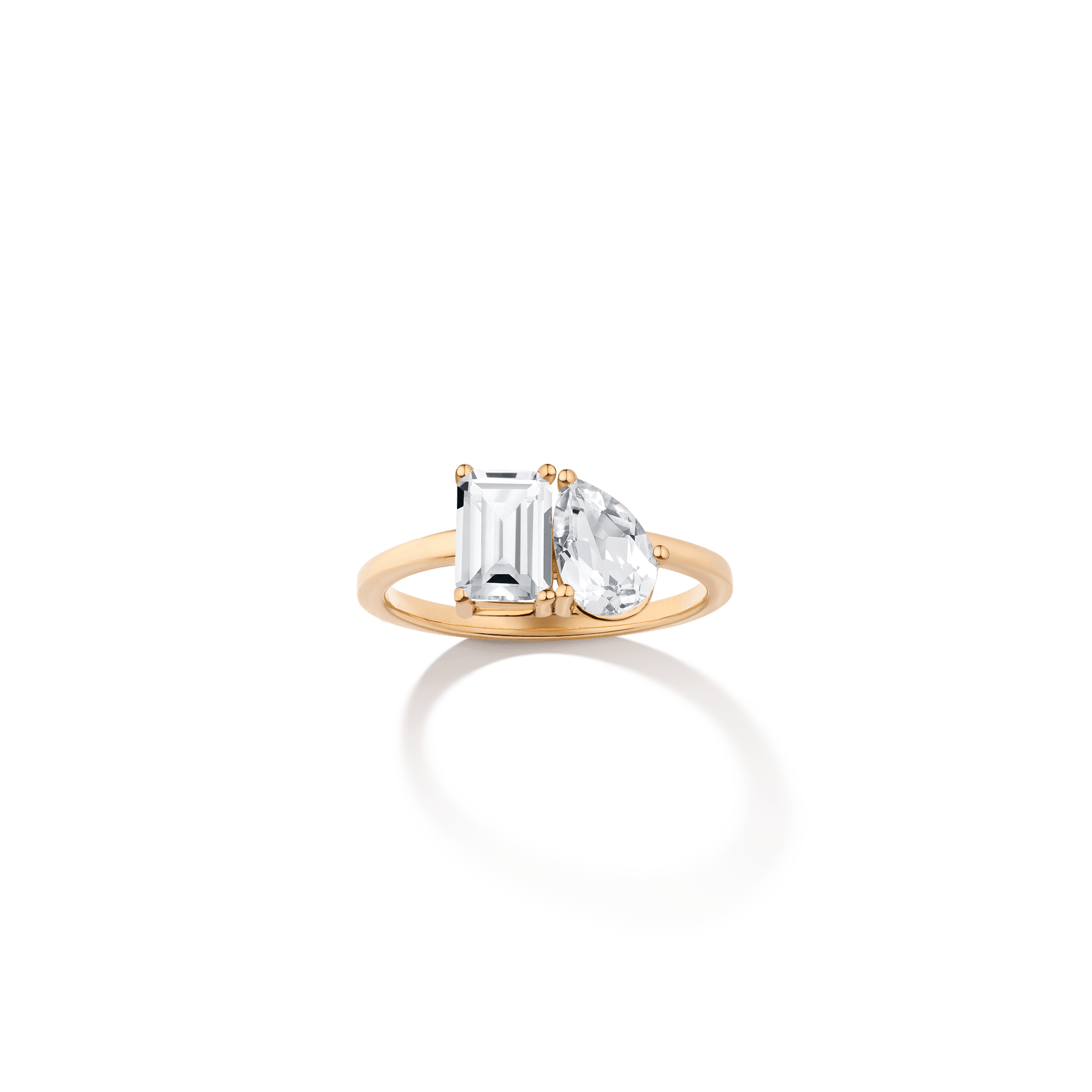 Toi et Moi Gemstone Classic Ring  - White Topaz & White Topaz