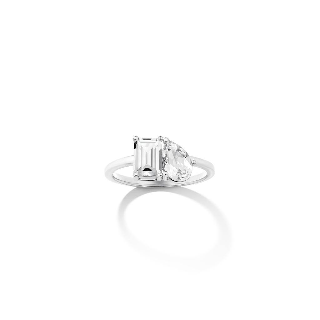Toi et Moi Gemstone Classic Ring  - White Topaz & White Topaz