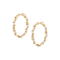 Lab Grown White Sapphire and Canary Mixed Shape Hoop Earrings