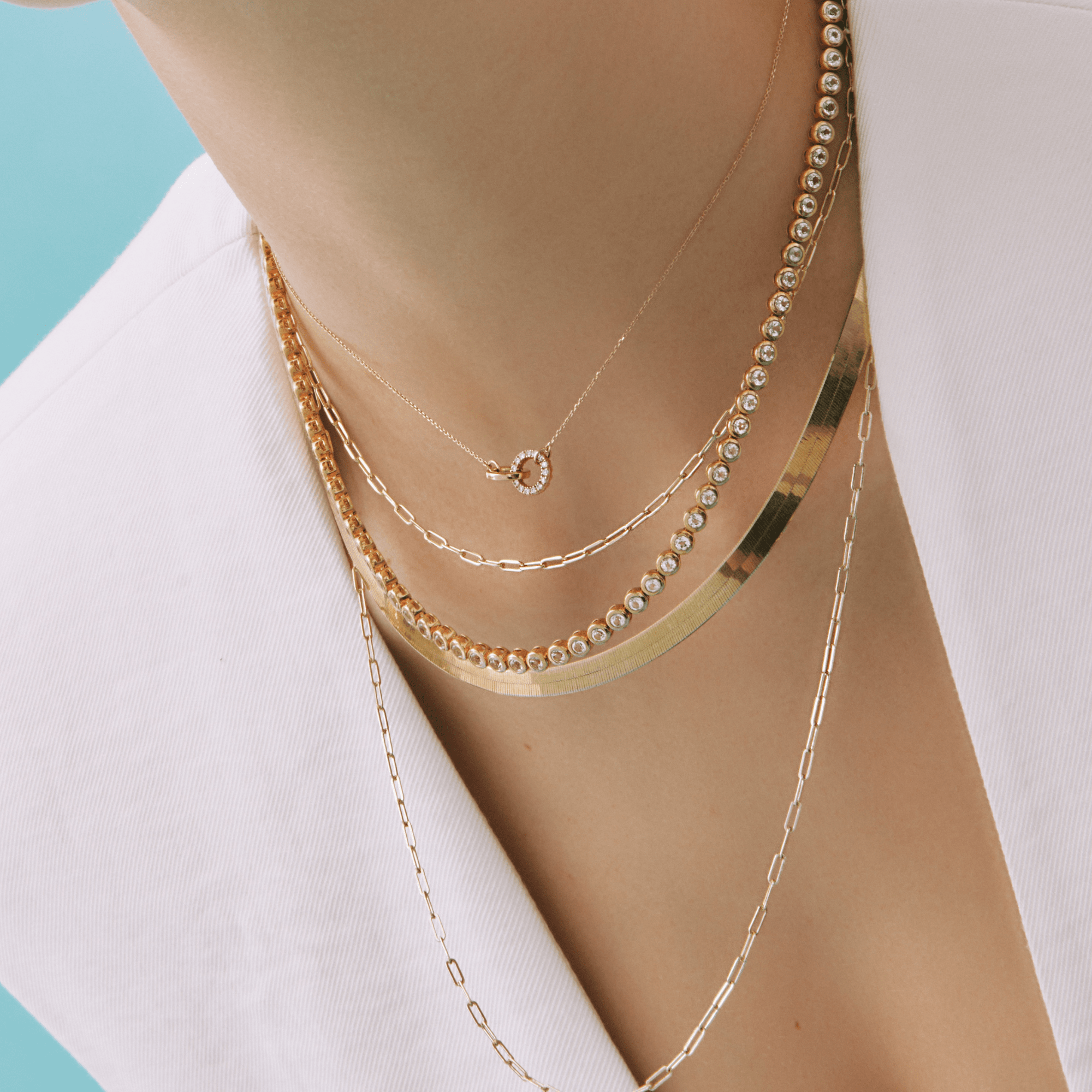 Diamond Bezel Tennis Necklace