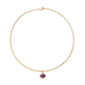 Lab Grown Amethyst Oval Pendant Collar Necklace Stainless Steel Yellow Gold 15in First