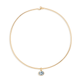 Lab Grown Aquamarine Oval Pendant Collar Necklace Stainless Steel Yellow Gold 15in First