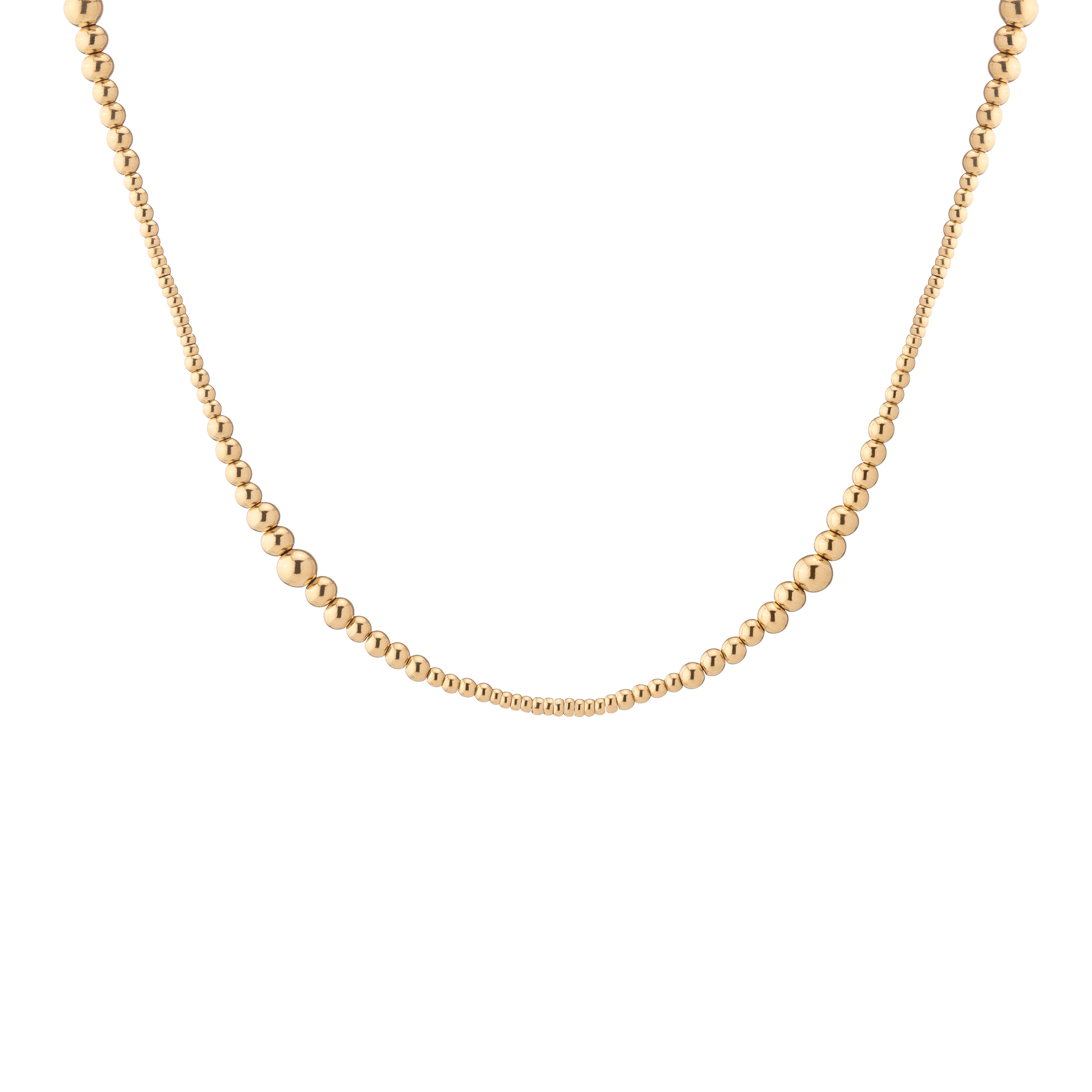 Graduated Ball Chain Necklace Stainless Steel Yellow Gold 16in First