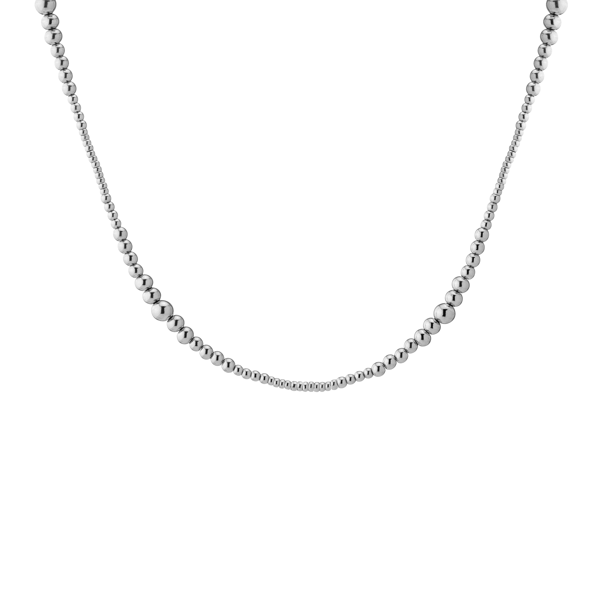 Graduated Ball Chain Necklace Stainless Steel White Gold 16in First