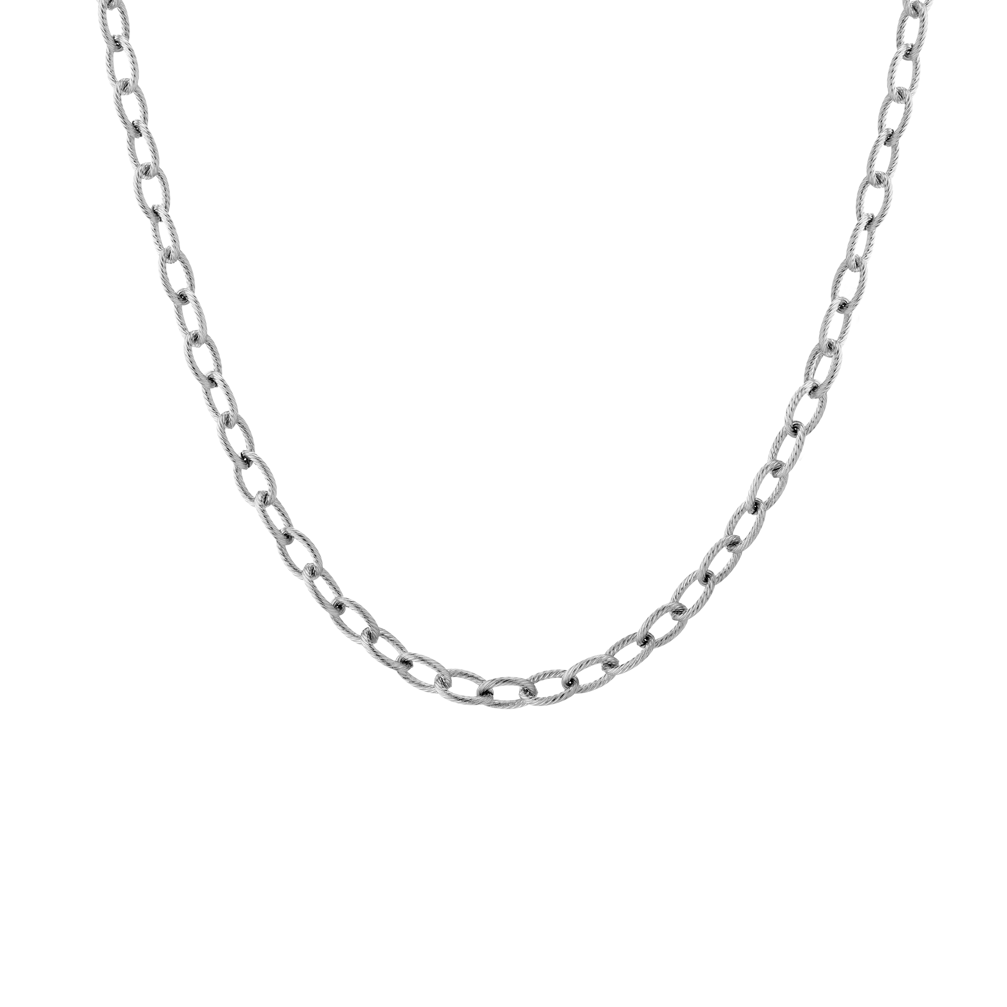 Link Chain Necklace Stainless Steel White Gold 16in First