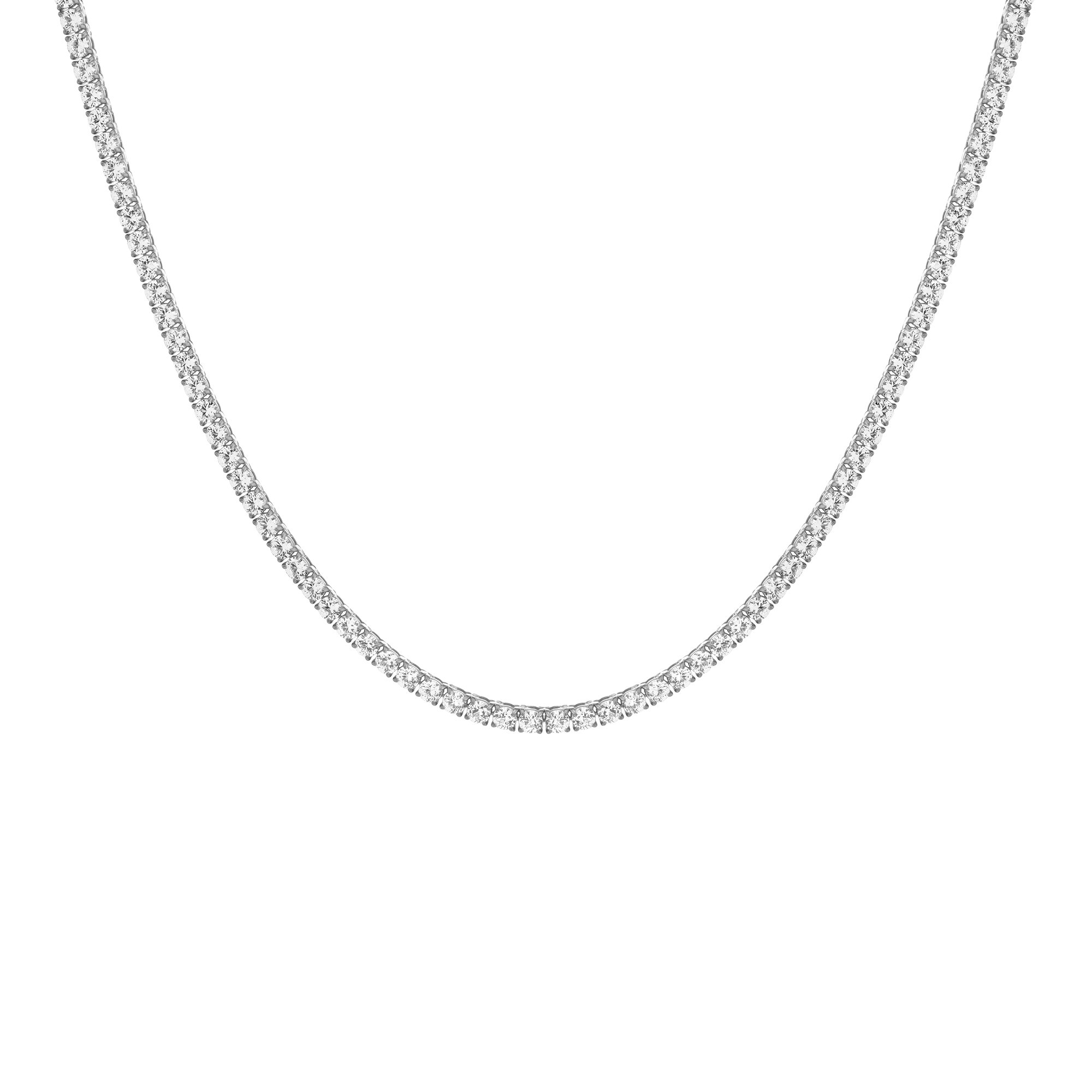 Unbreakable Lab Grown White Sapphire Tennis Necklace Stainless Steel White Gold 16in First