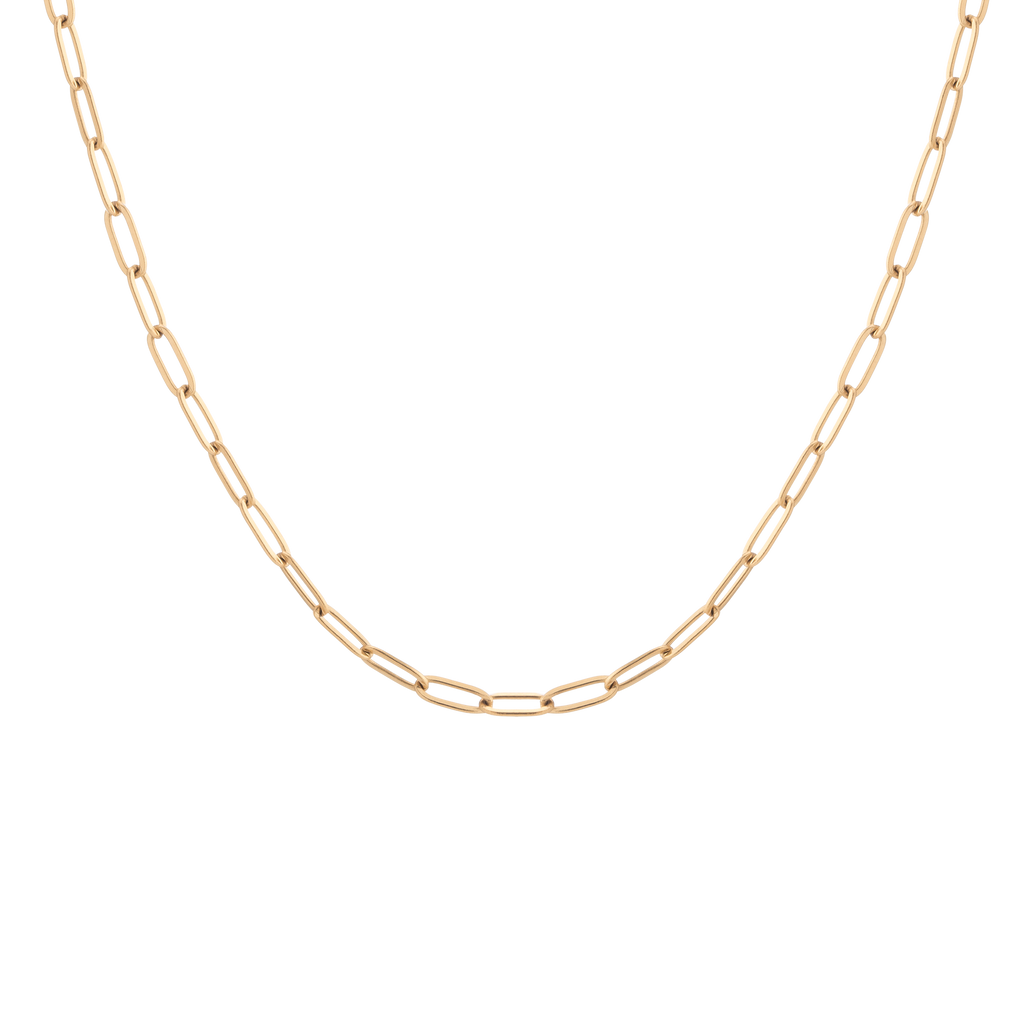 Unbreakable Paperclip Chain Necklace Stainless Steel Yellow Gold 18in First
