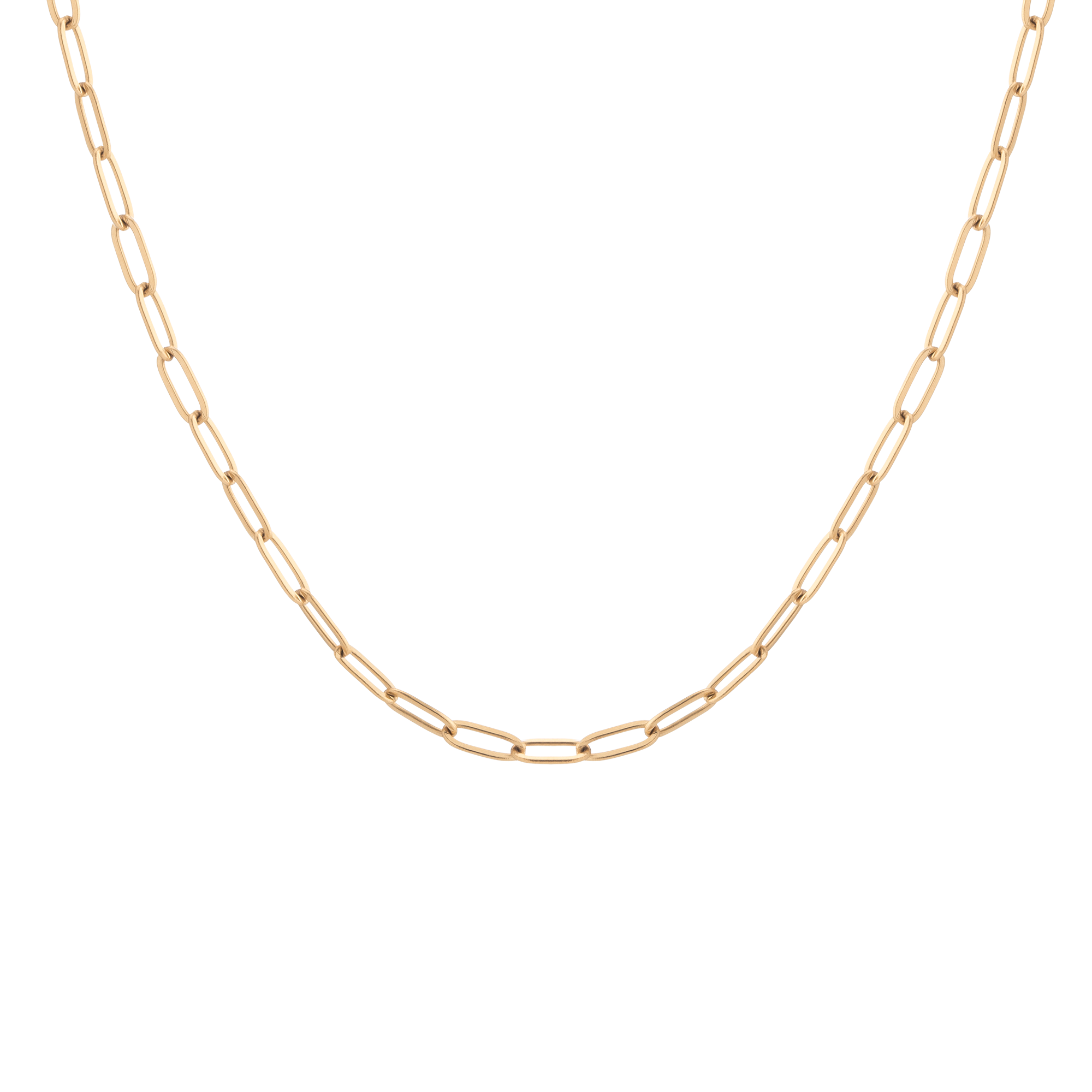 Unbreakable Paperclip Chain Necklace Stainless Steel Yellow Gold 18in First