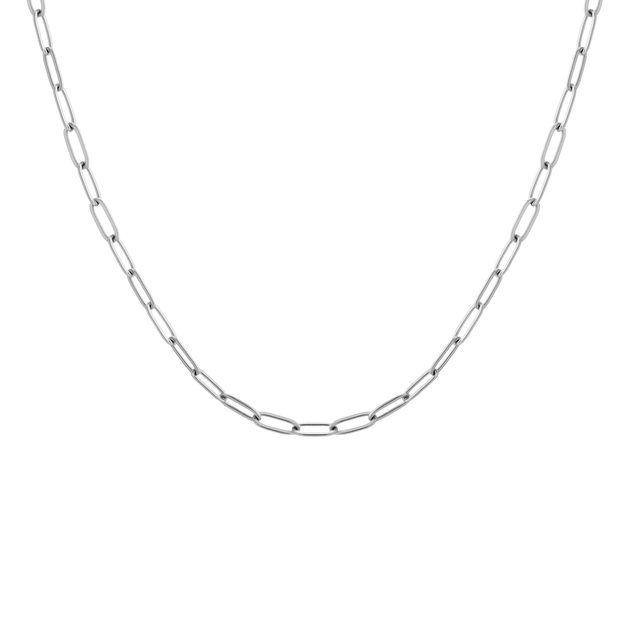 Unbreakable Paperclip Chain Necklace Stainless Steel White Gold 18in First
