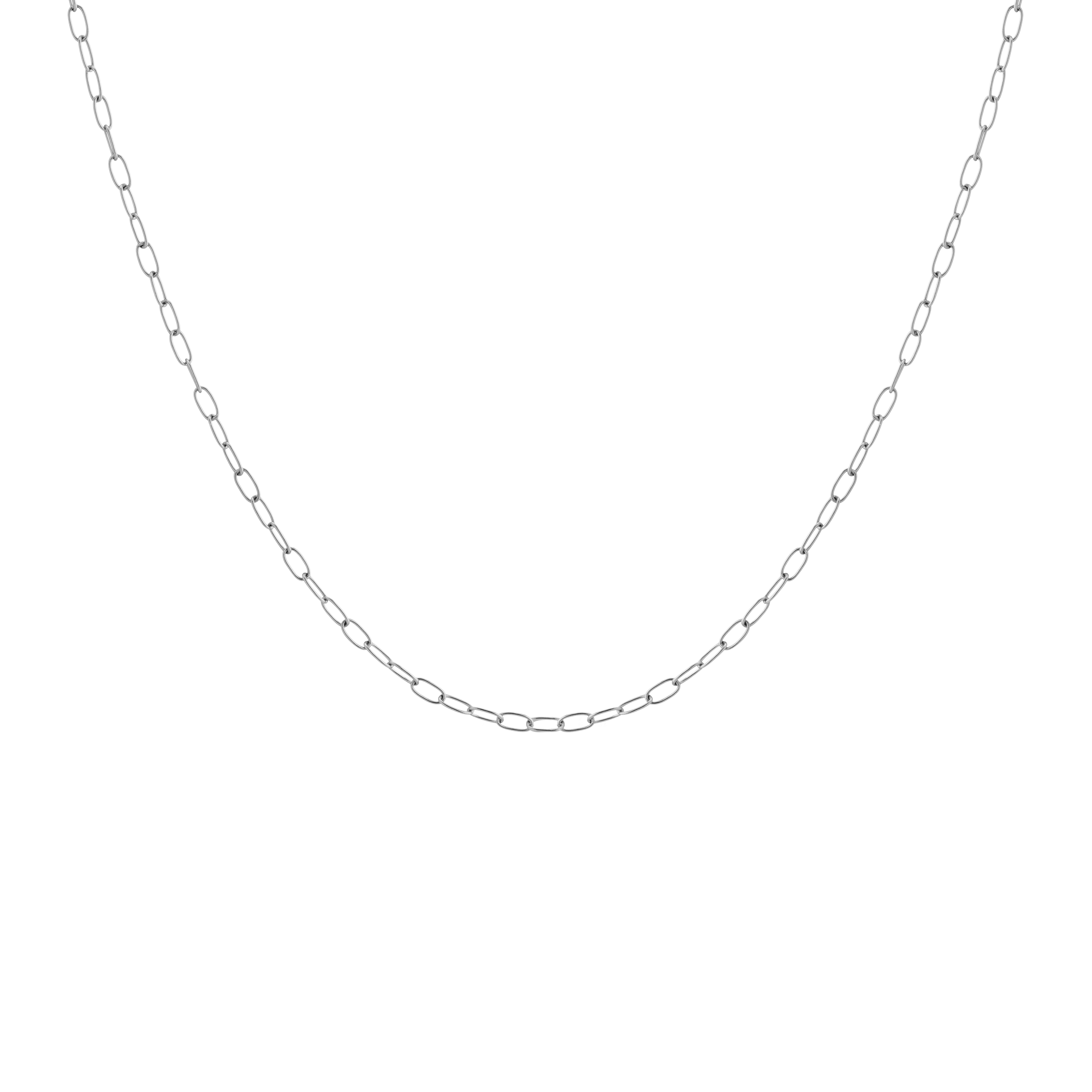 Unbreakable Mini Paperclip Chain Necklace Stainless Steel White Gold 18in First
