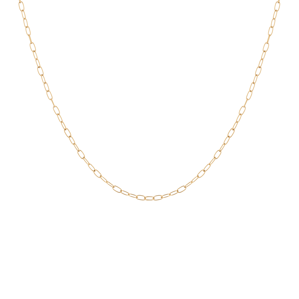Unbreakable Mini Paperclip Chain Necklace Stainless Steel Yellow Gold 18in First