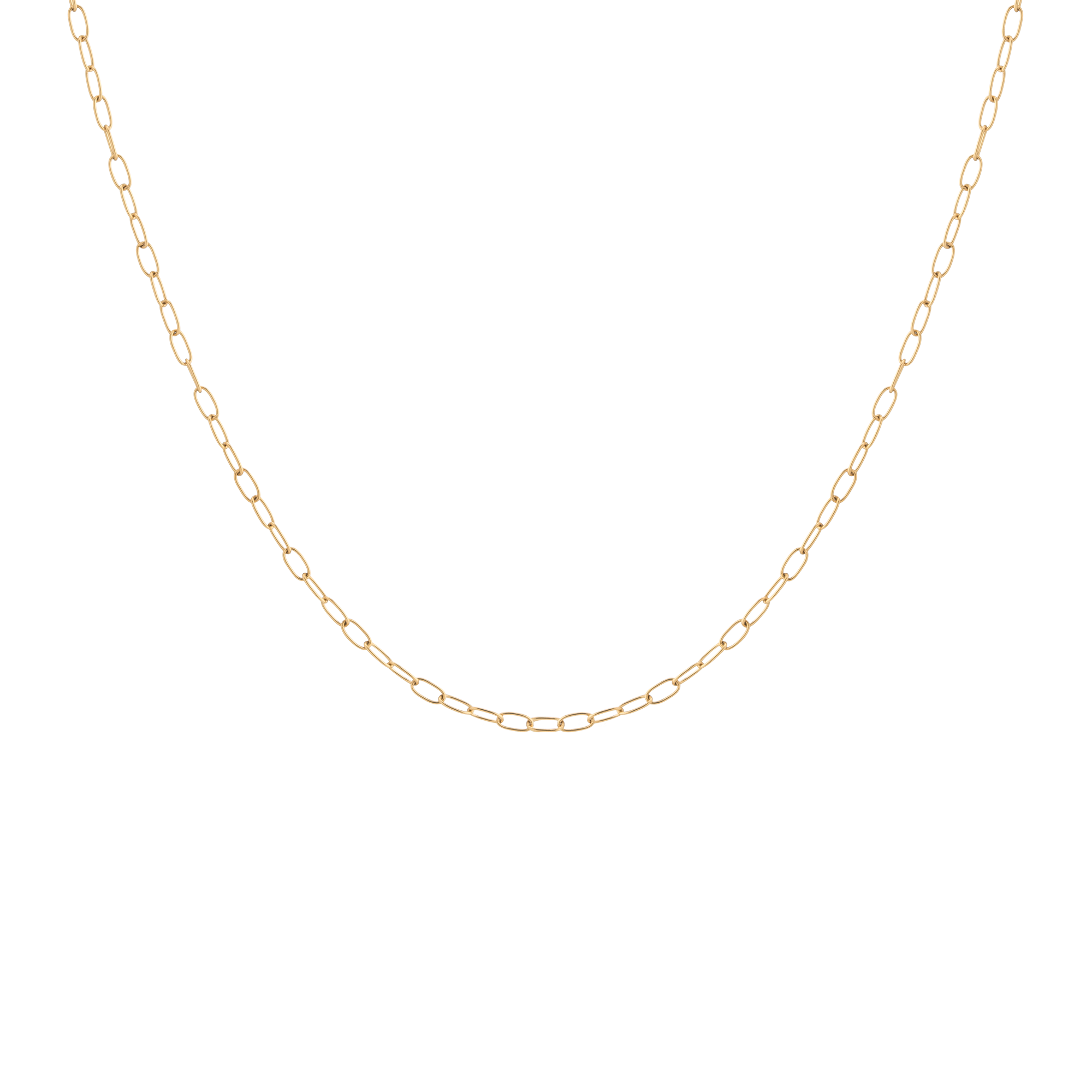 Unbreakable Mini Paperclip Chain Necklace Stainless Steel Yellow Gold 18in First