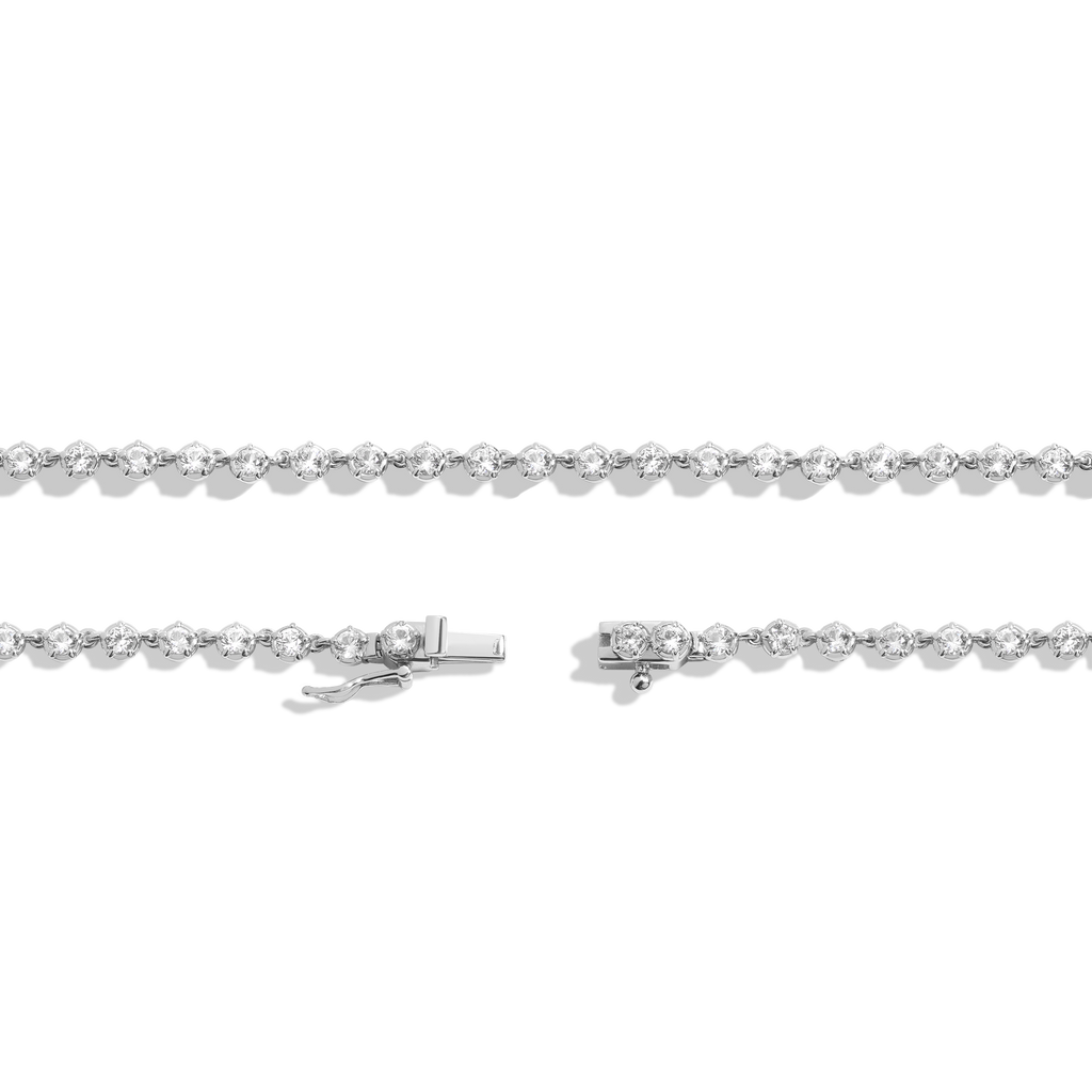 Lab Grown White Sapphire Georgian Tennis Necklace