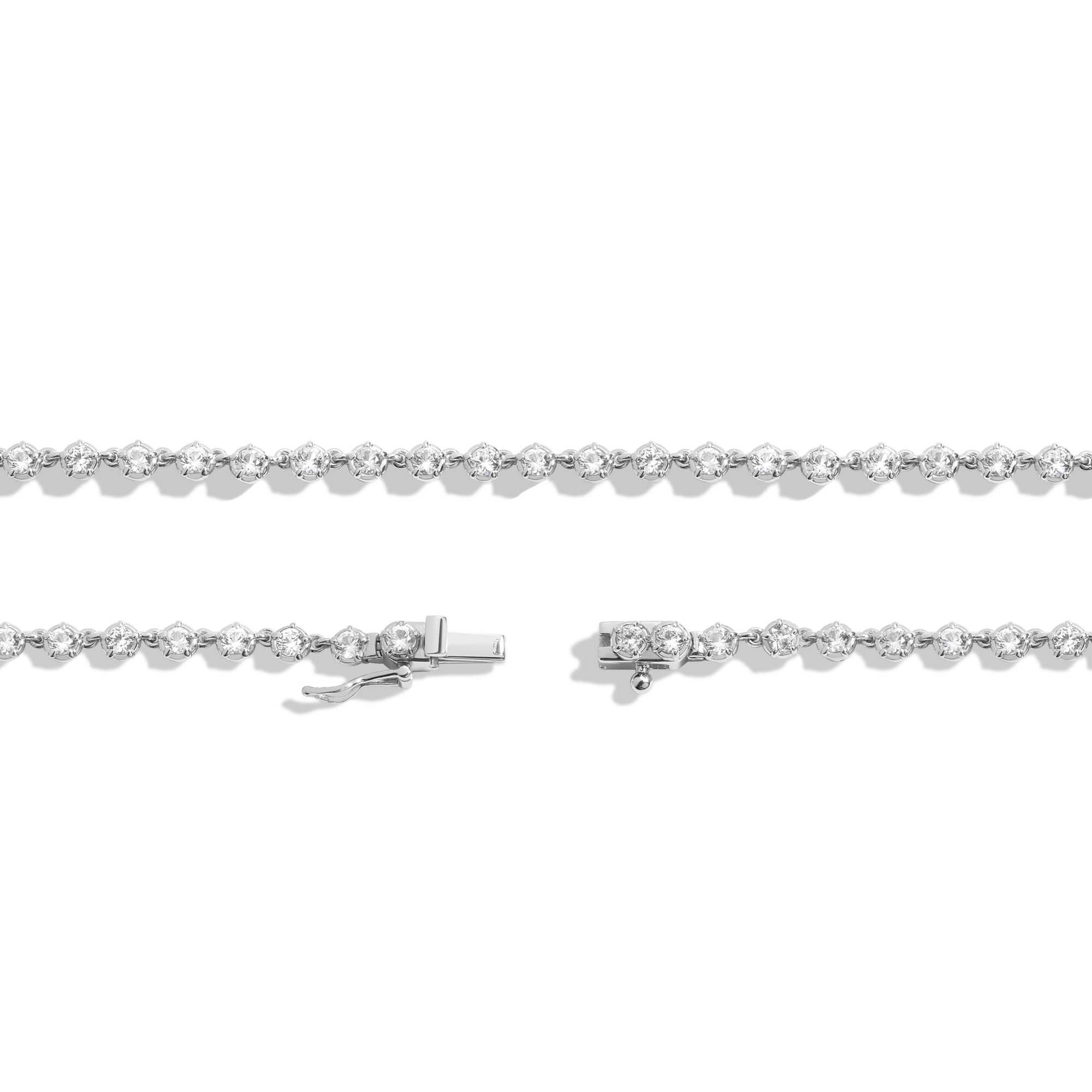 Lab Grown White Sapphire Georgian Tennis Necklace