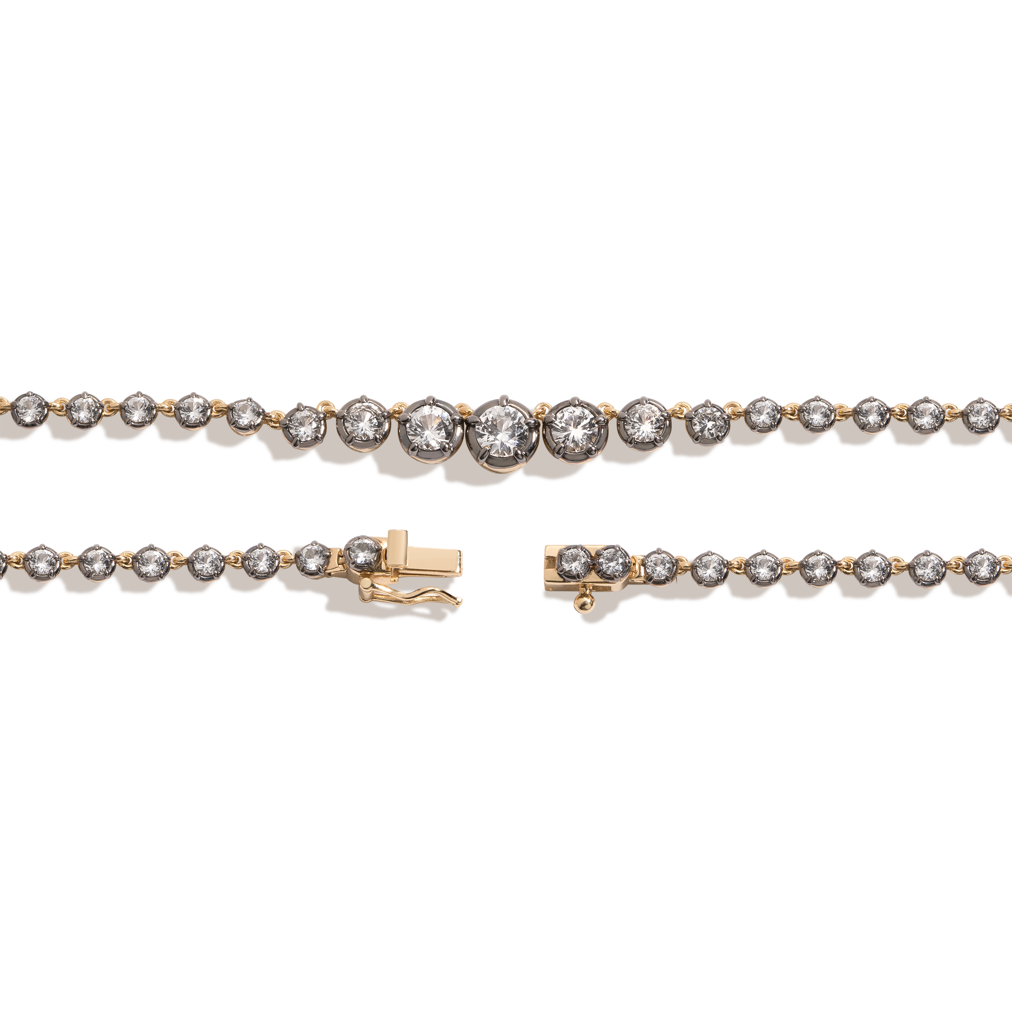 Black Rhodium Graduated Georgian Tennis Necklace