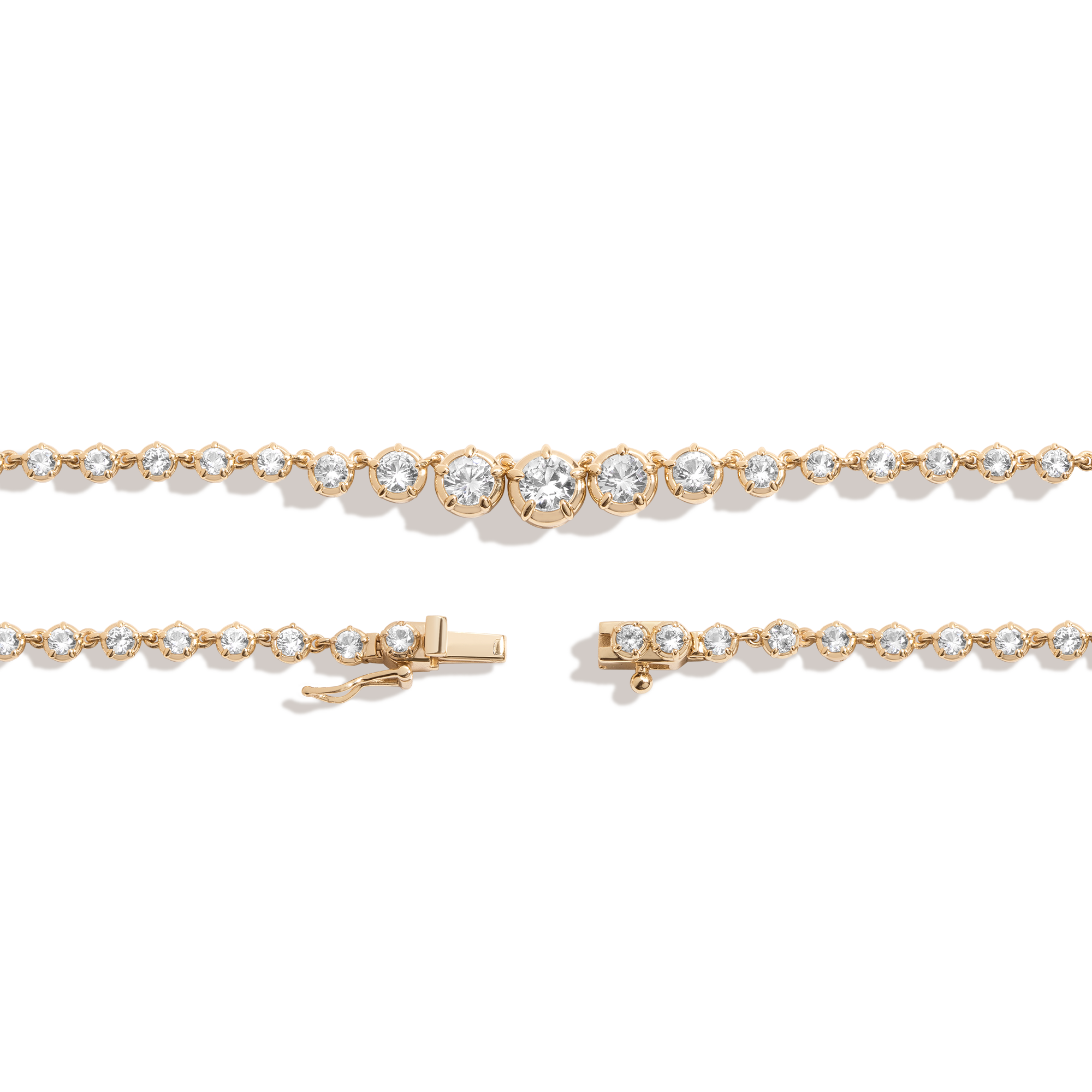 Lab Grown White Sapphire Graduated Georgian Tennis Necklace