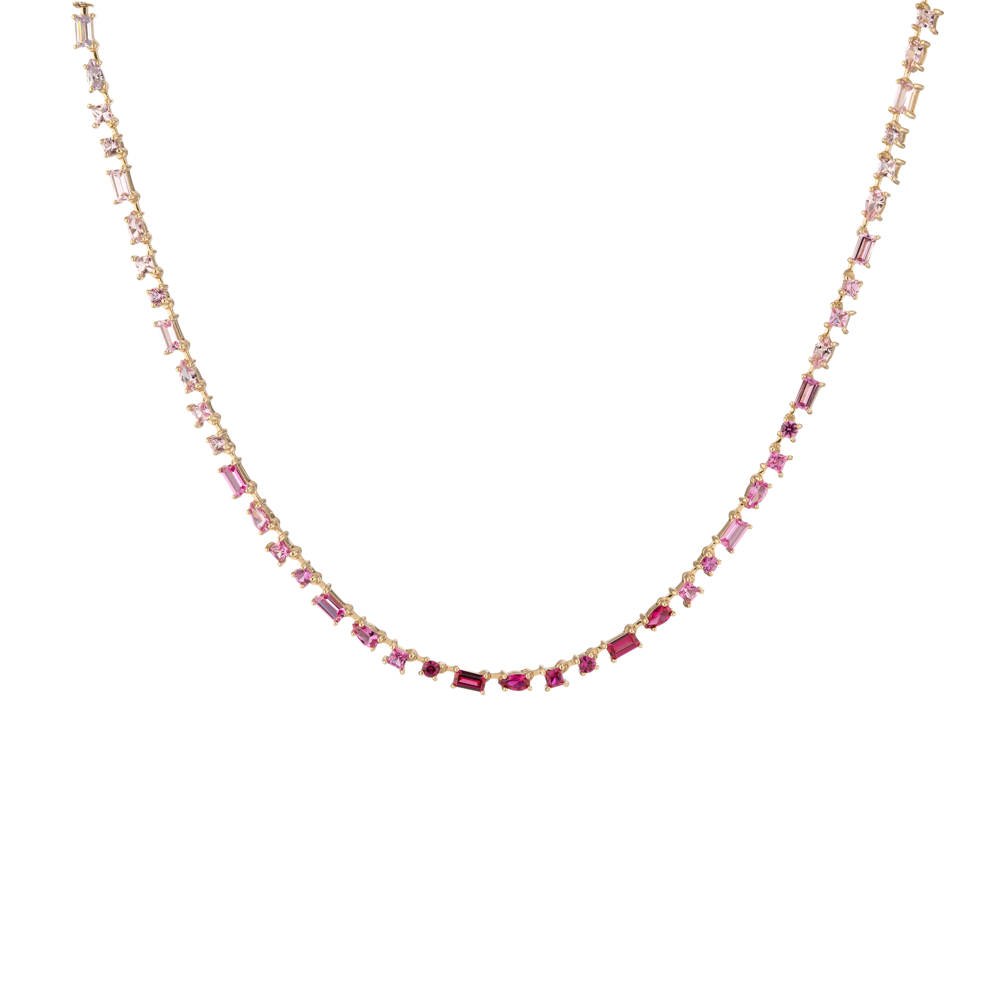 Pink Ombré Mosaic Tennis Necklace
