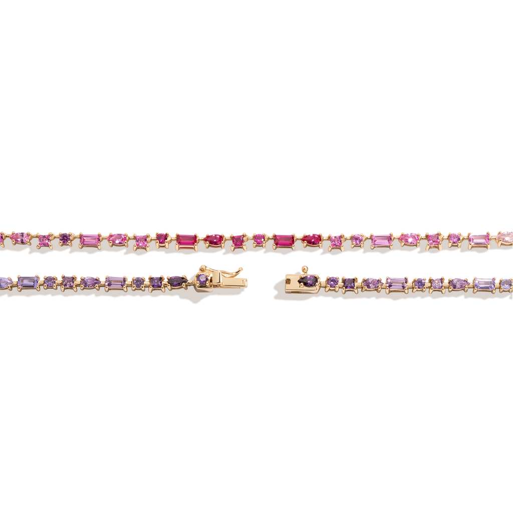 Pink Ombré Mosaic Tennis Necklace