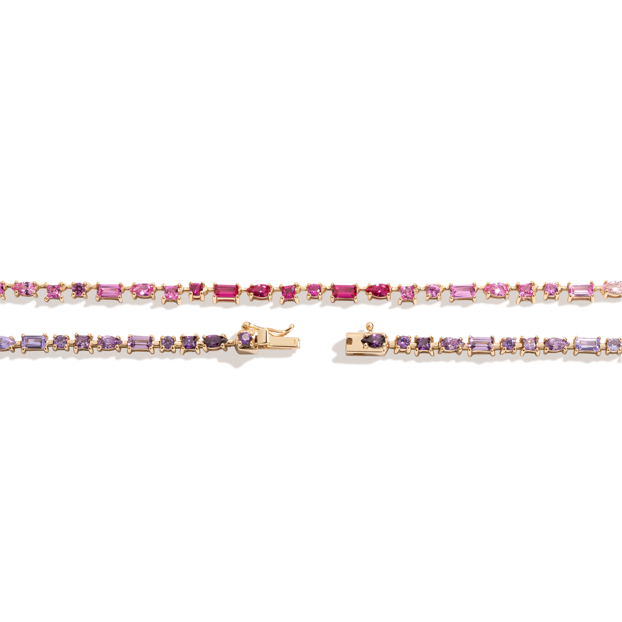 Pink Ombré Mosaic Tennis Necklace