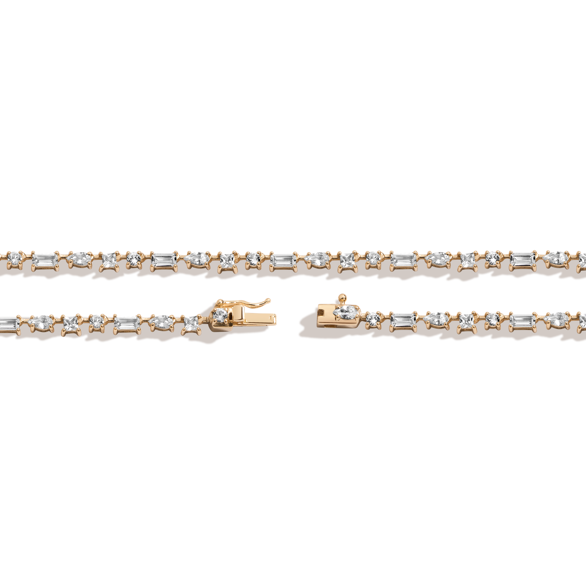 Lab Grown White Sapphire Mosaic Tennis Necklace
