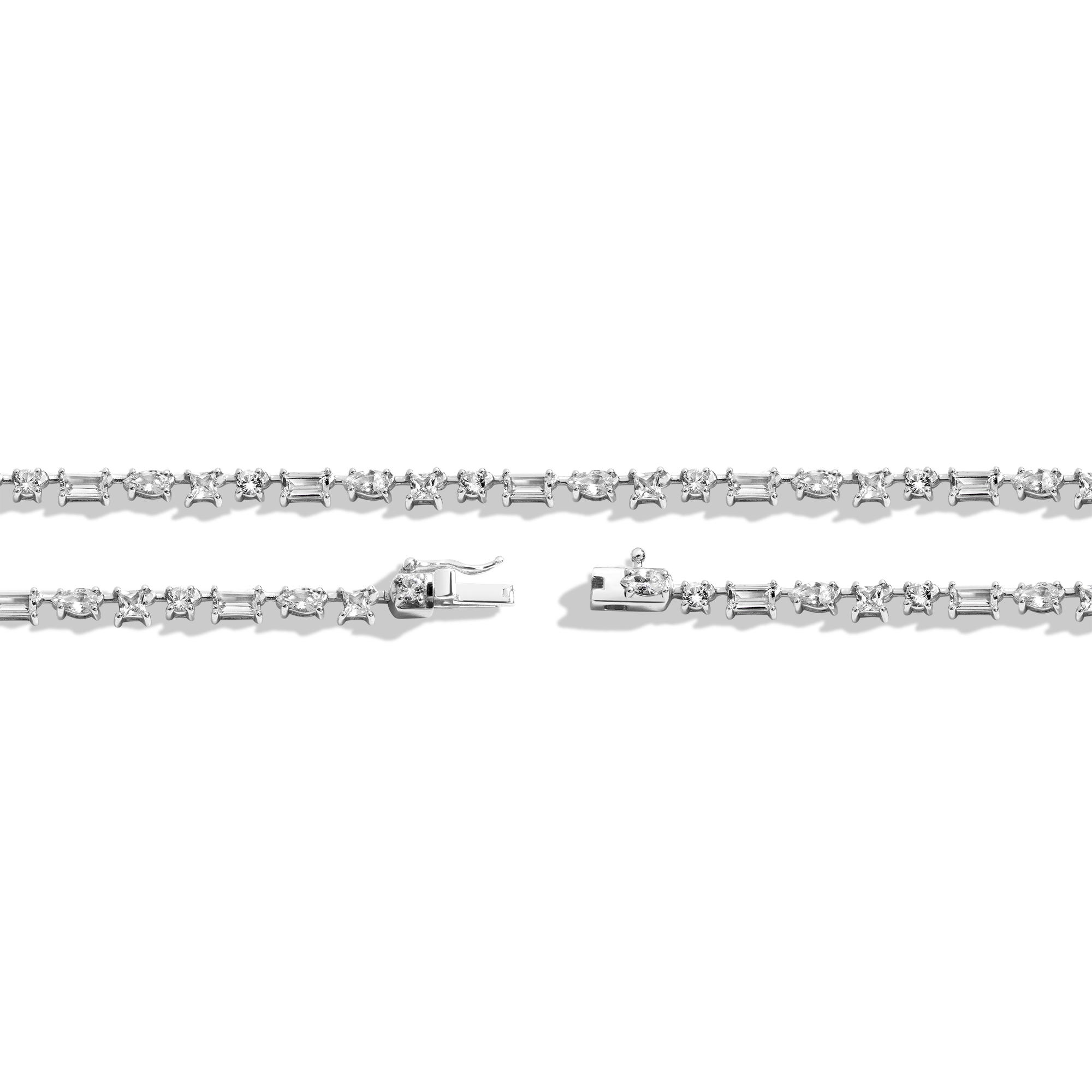 Lab Grown White Sapphire Mosaic Tennis Necklace