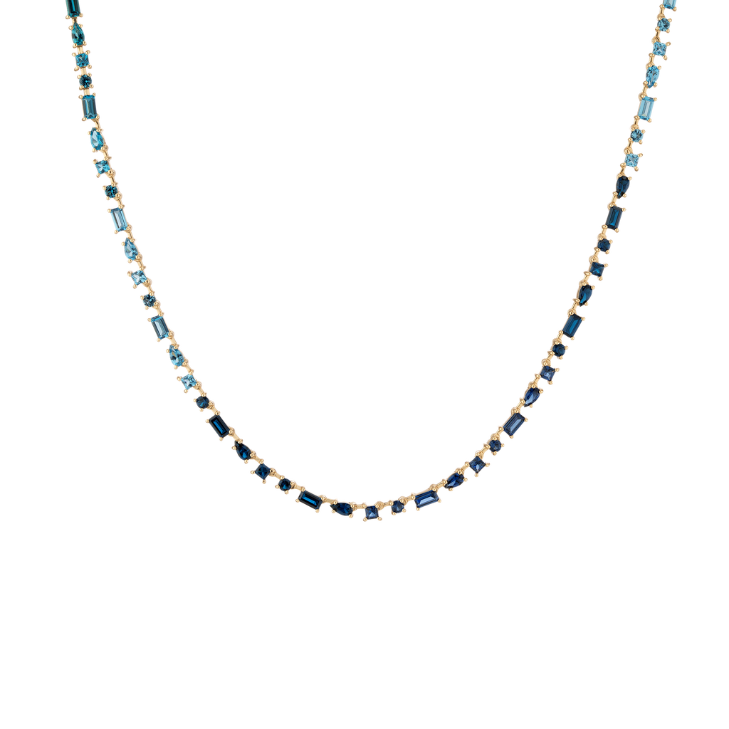 Blue Ombré Mosaic Tennis Necklace