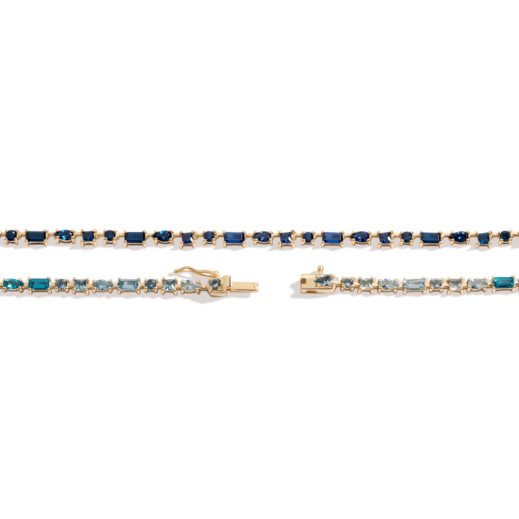 Blue Ombré Mosaic Tennis Necklace