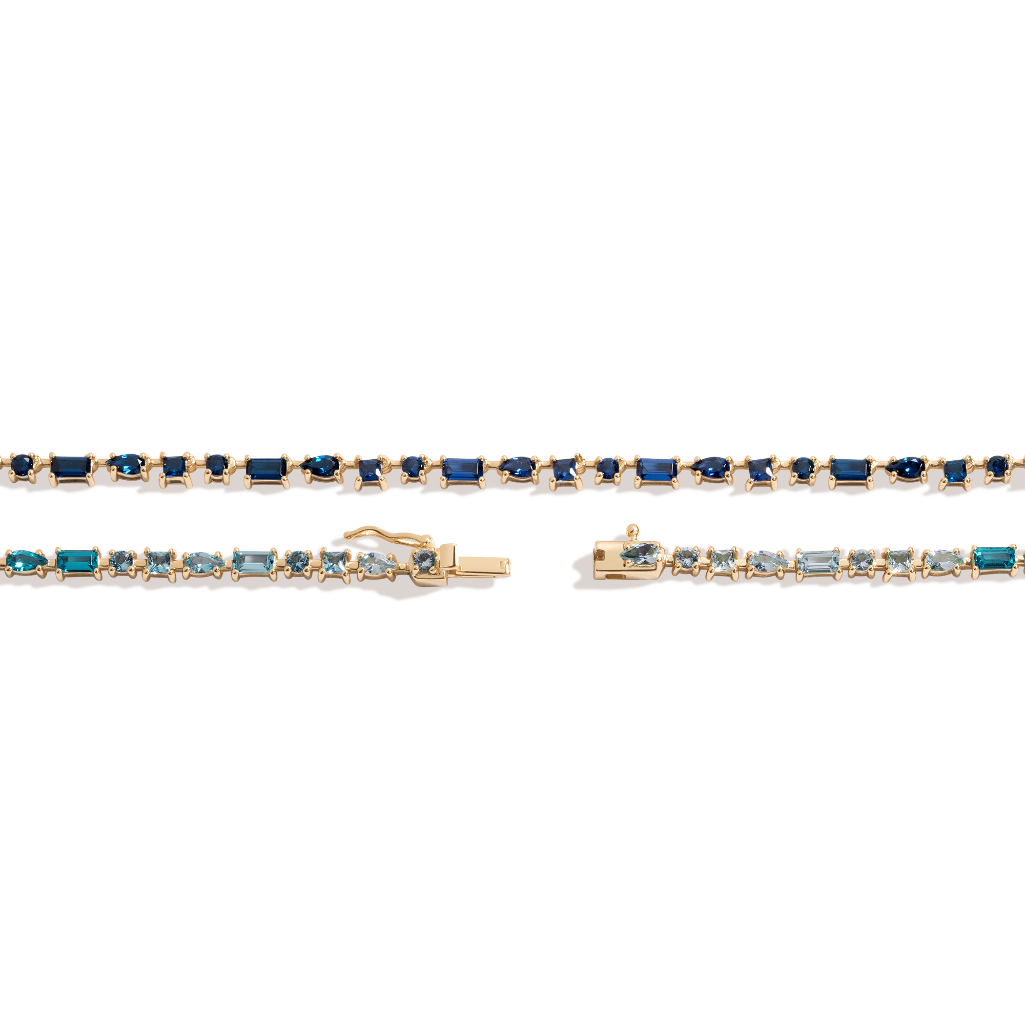 Blue Ombré Mosaic Tennis Necklace
