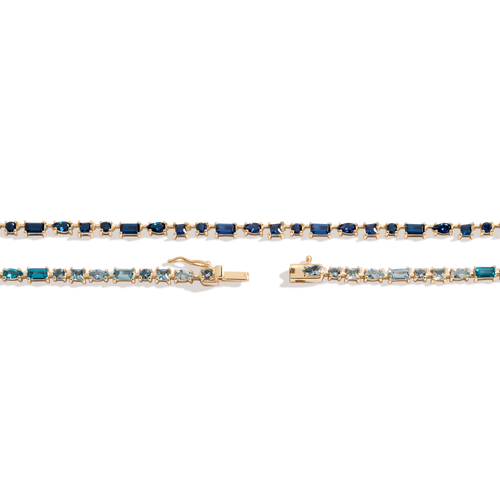 Blue Ombré Mosaic Tennis Necklace