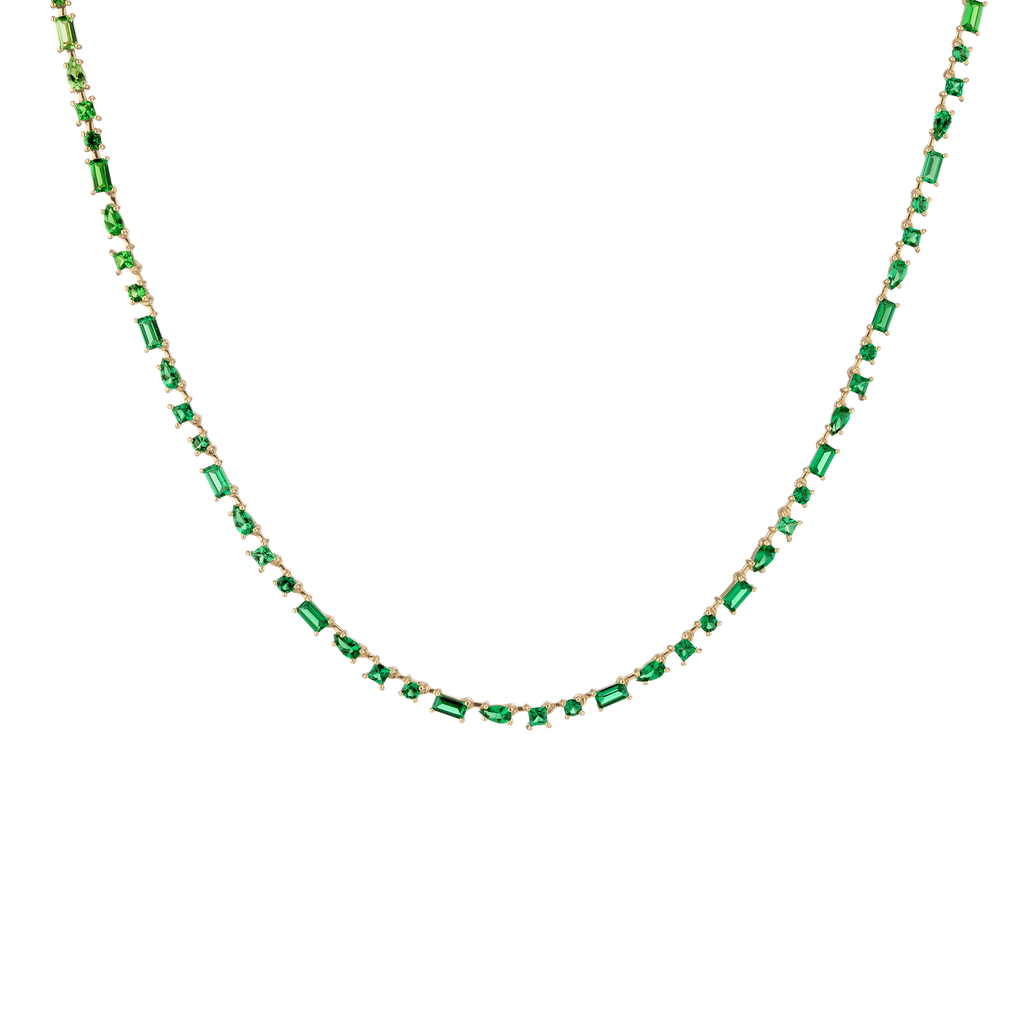 Green Ombré Mosaic Tennis Necklace