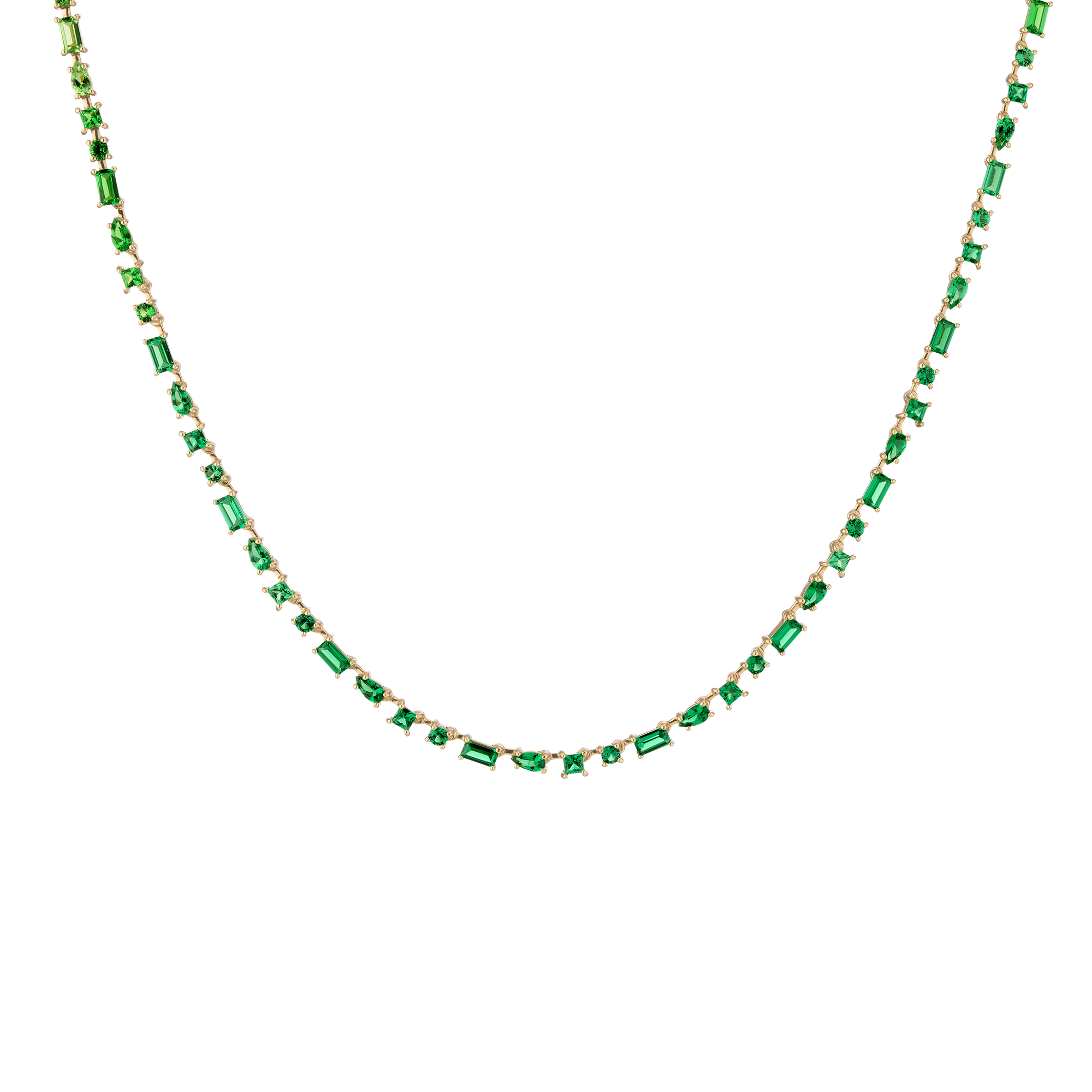 Green Ombré Mosaic Tennis Necklace