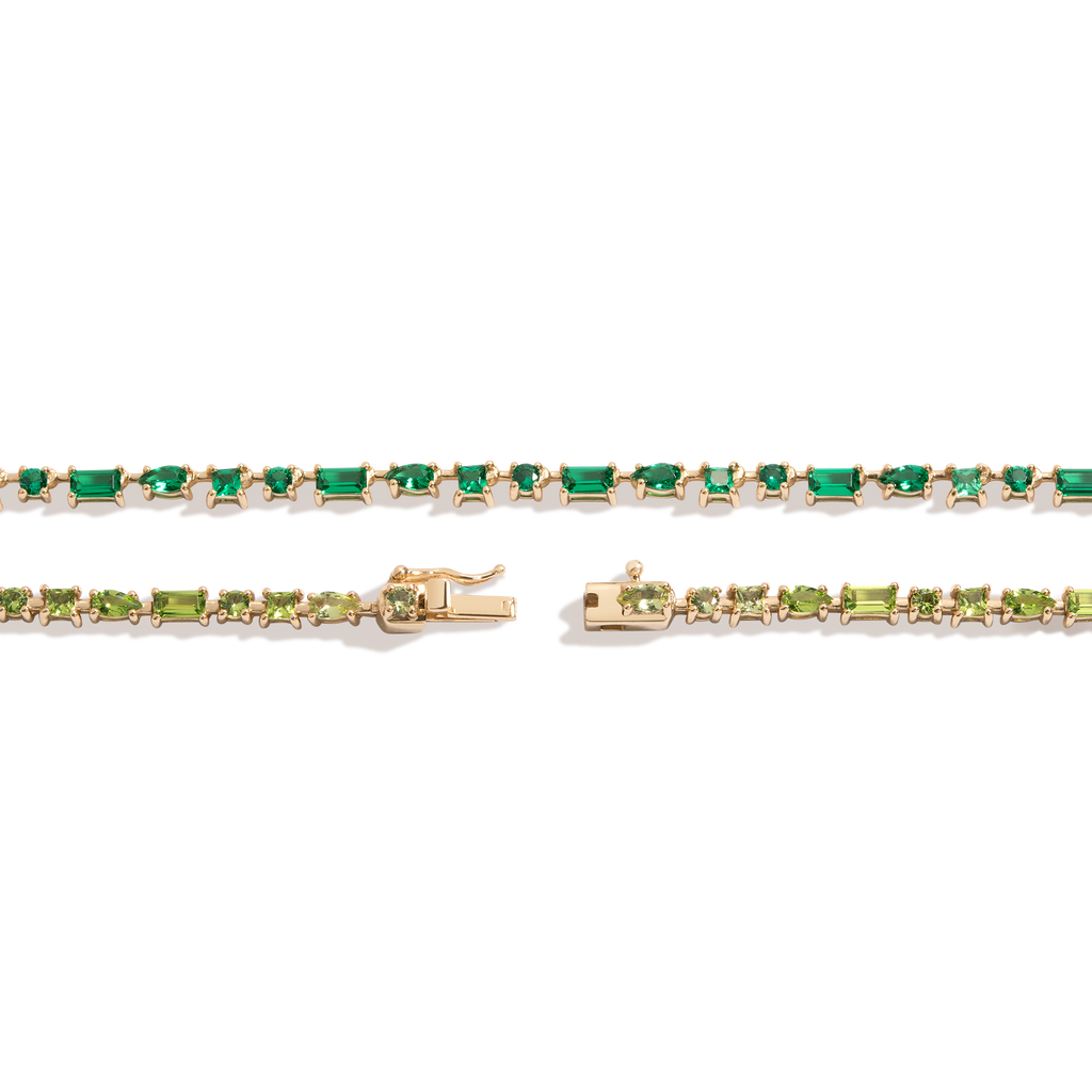 Green Ombré Mosaic Tennis Necklace