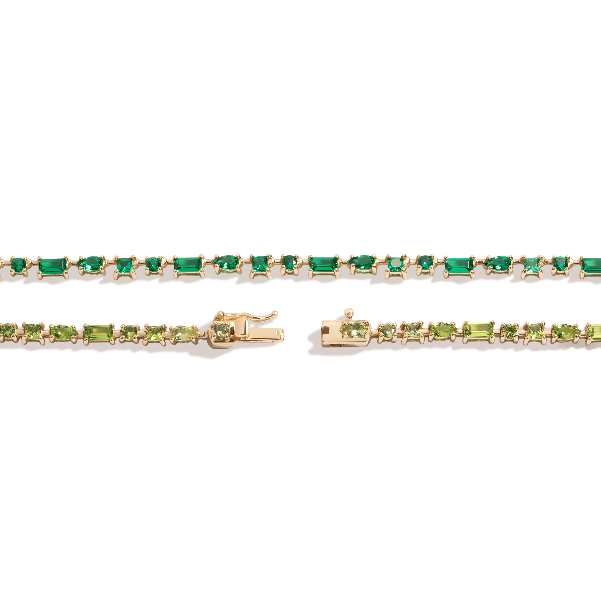 Green Ombré Mosaic Tennis Necklace