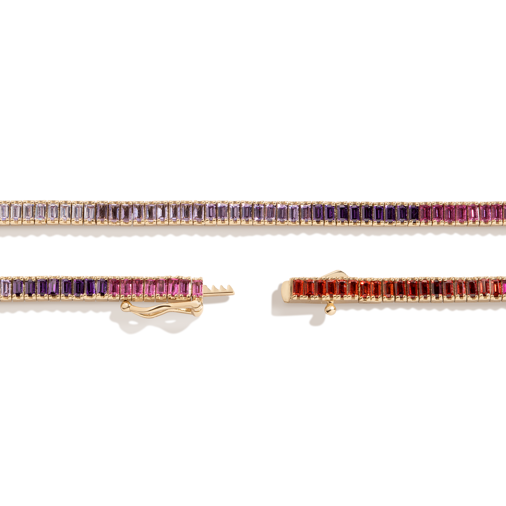 Pink Ombré Baguette Tennis Necklace