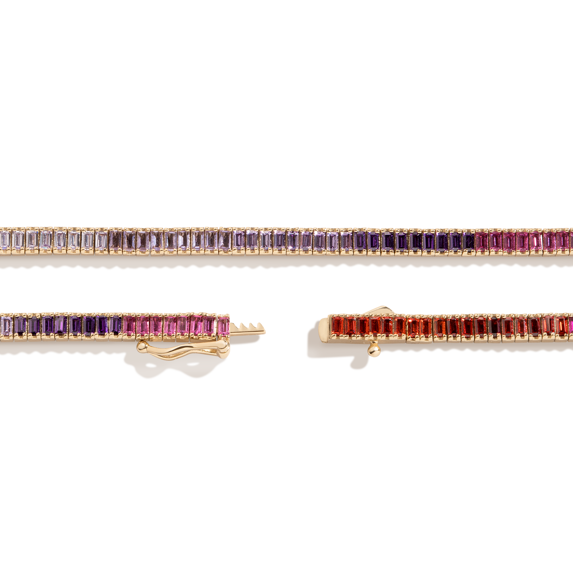 Pink Ombré Baguette Tennis Necklace